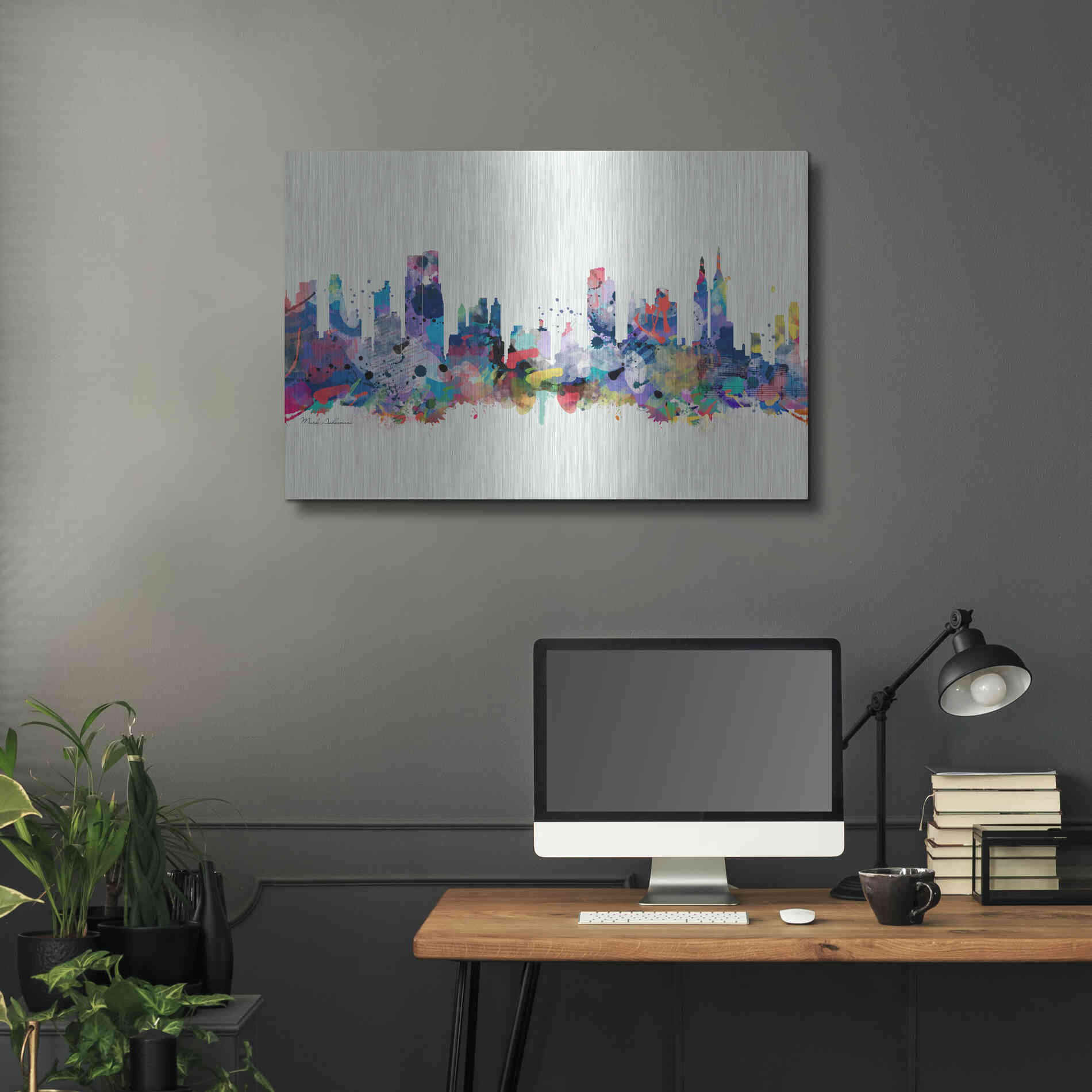 Luxe Metal Art 'New York Mark 3' by Mark Ashkenazi, Metal Wall Art,36x24