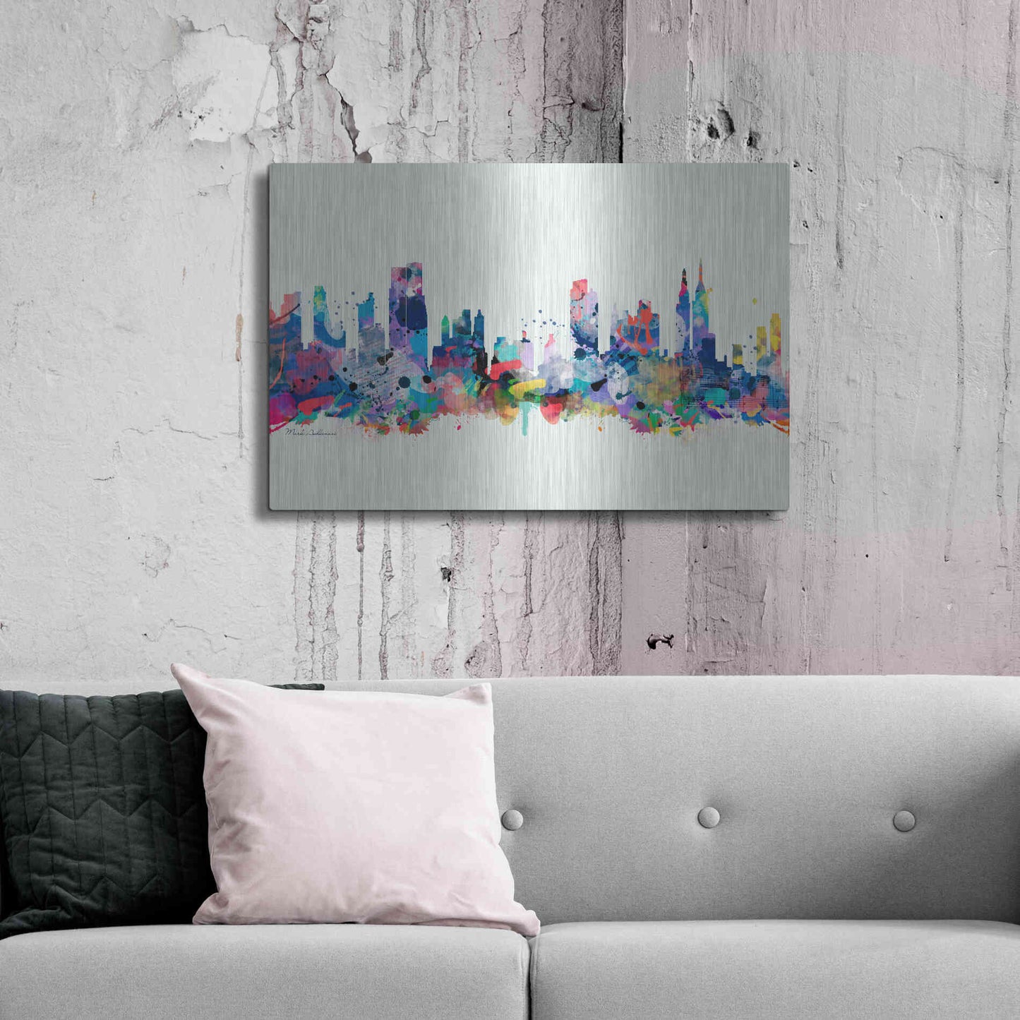 Luxe Metal Art 'New York Mark 3' by Mark Ashkenazi, Metal Wall Art,36x24