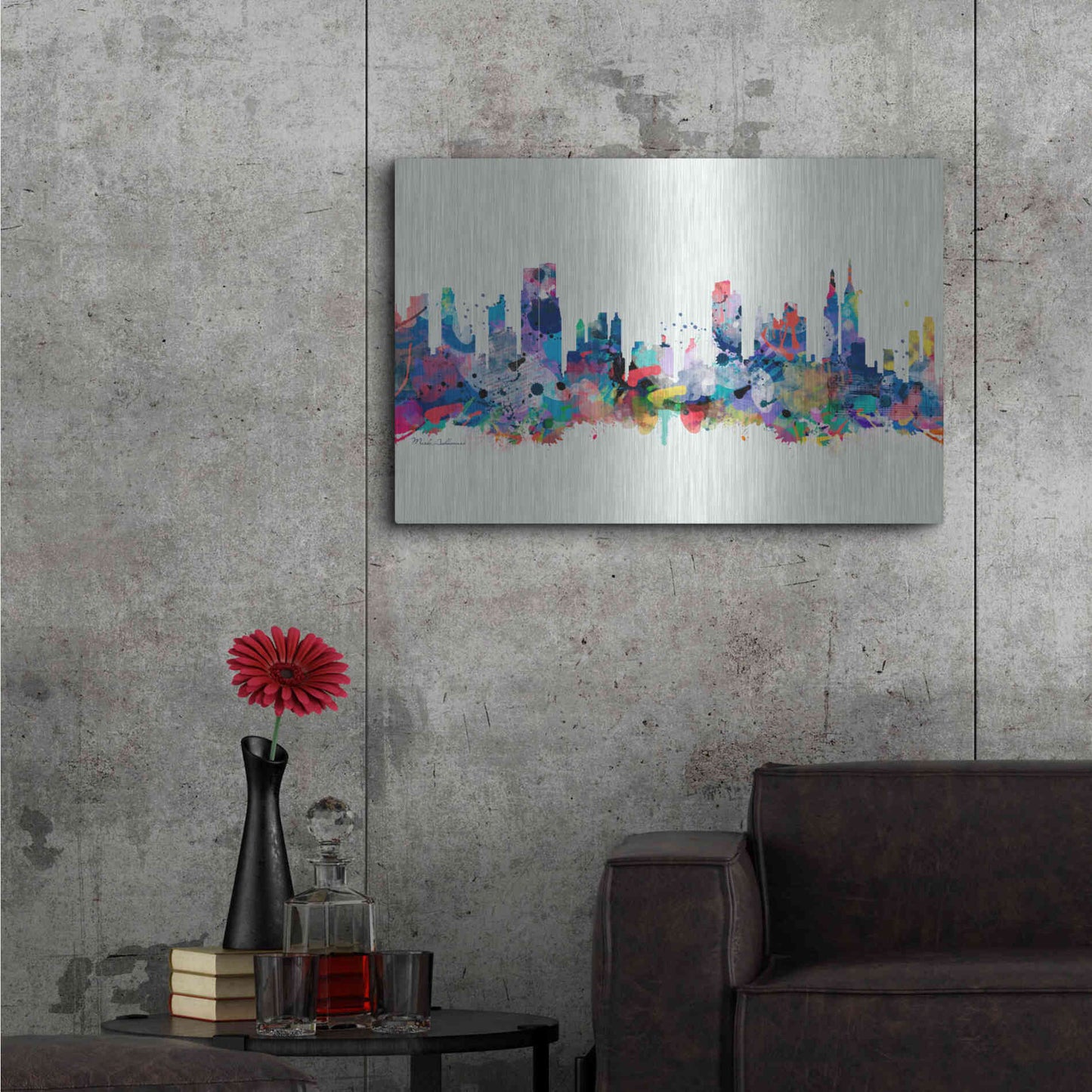 Luxe Metal Art 'New York Mark 3' by Mark Ashkenazi, Metal Wall Art,36x24