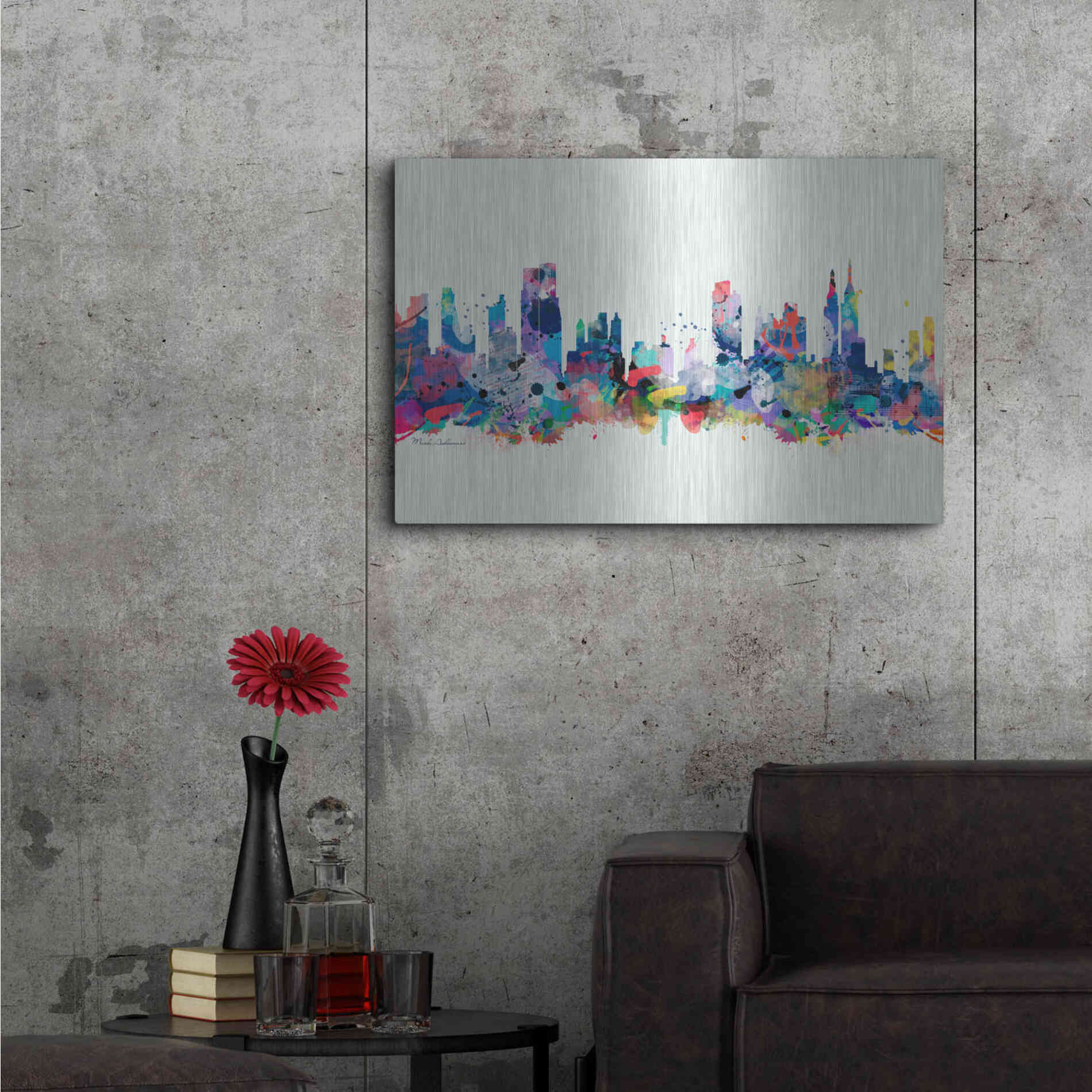 Luxe Metal Art 'New York Mark 3' by Mark Ashkenazi, Metal Wall Art,36x24