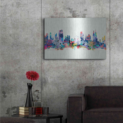 Luxe Metal Art 'New York Mark 3' by Mark Ashkenazi, Metal Wall Art,36x24