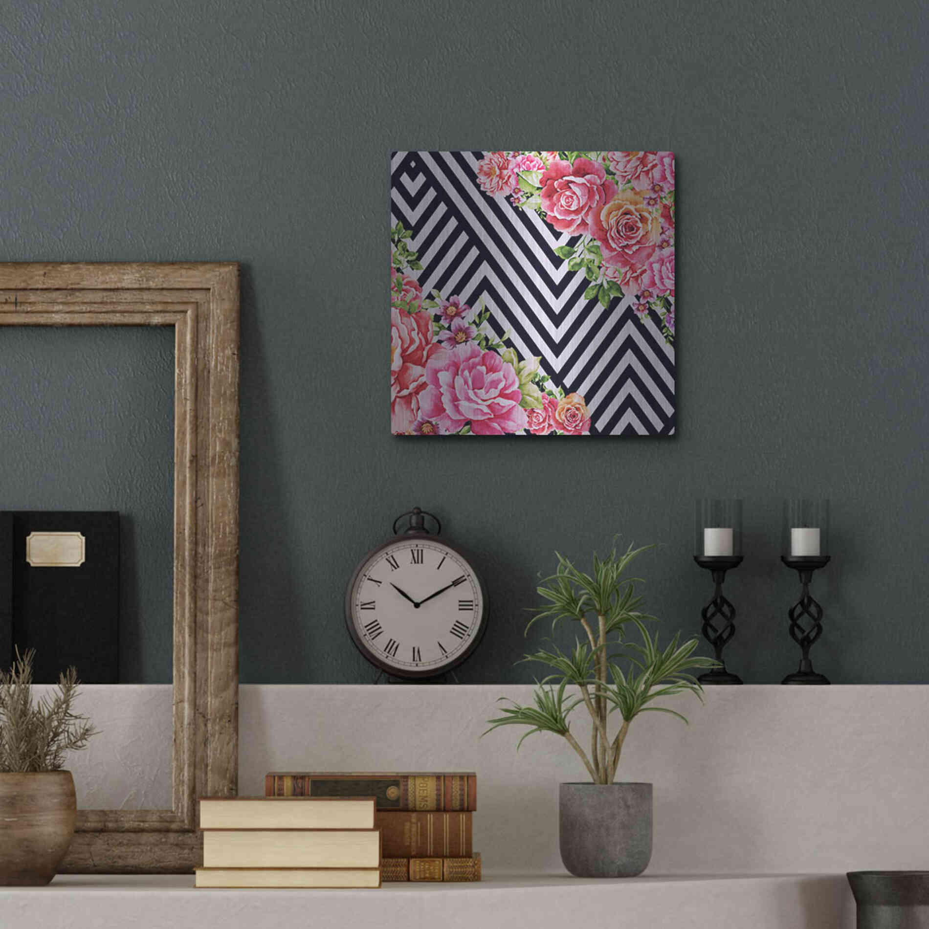 Luxe Metal Art 'Flower Geometric' by Mark Ashkenazi, Metal Wall Art,12x12