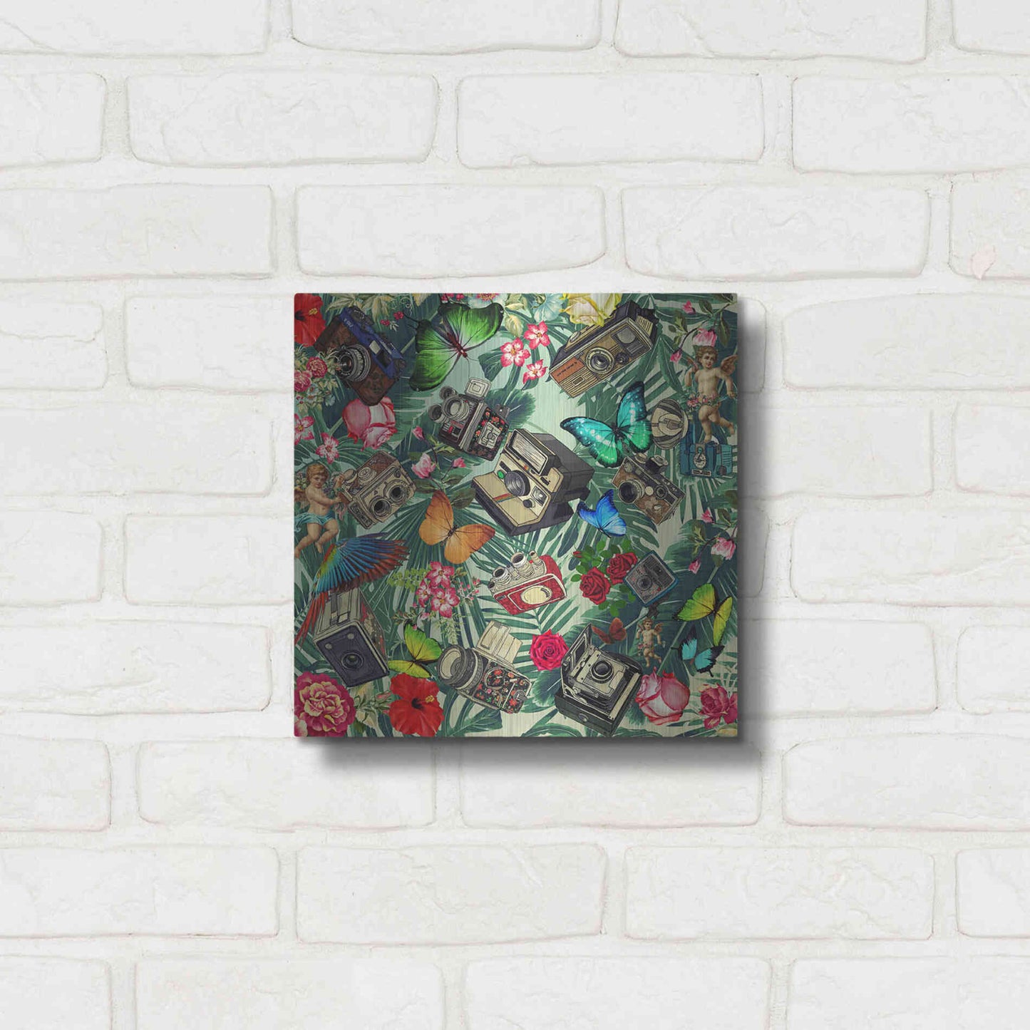 Luxe Metal Art 'Tropic Fun Vintage 2' by Mark Ashkenazi, Metal Wall Art,12x12