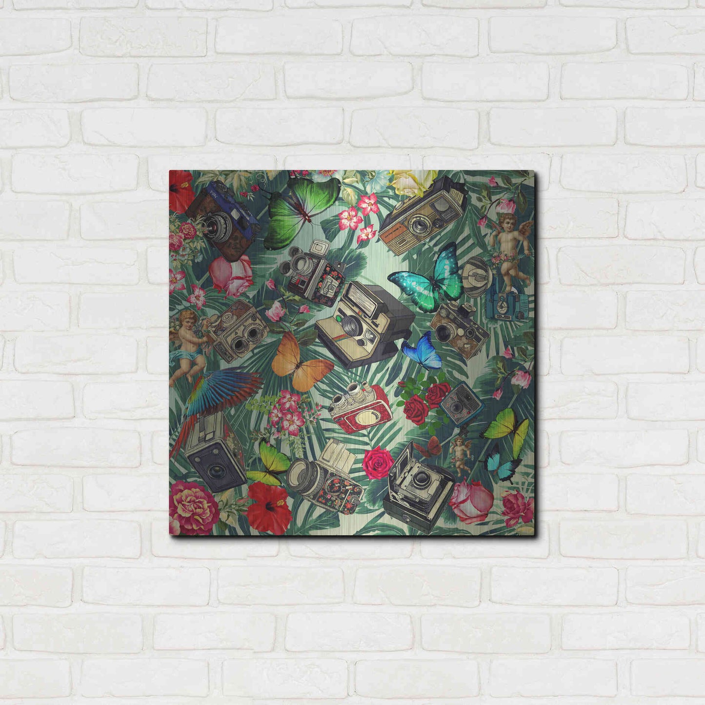 Luxe Metal Art 'Tropic Fun Vintage 2' by Mark Ashkenazi, Metal Wall Art,24x24