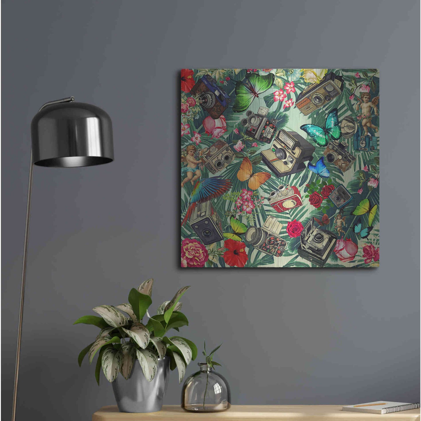 Luxe Metal Art 'Tropic Fun Vintage 2' by Mark Ashkenazi, Metal Wall Art,24x24