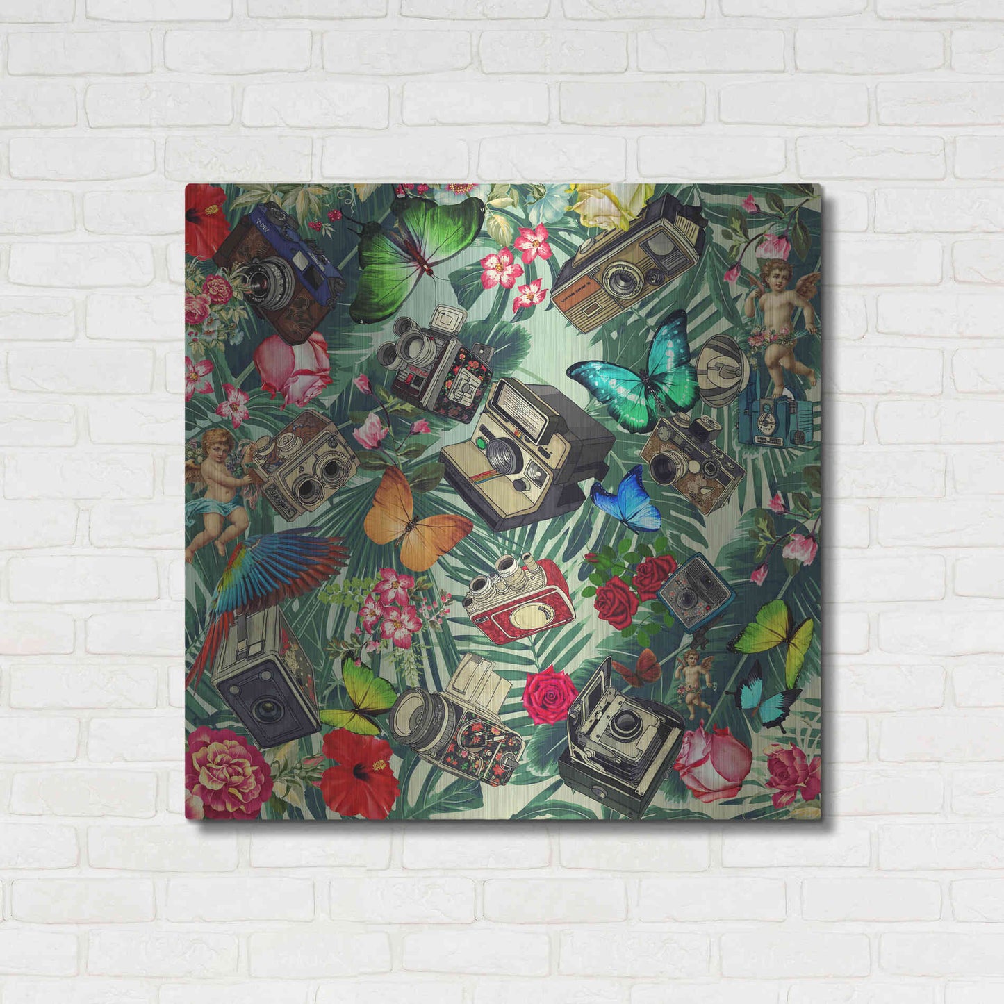 Luxe Metal Art 'Tropic Fun Vintage 2' by Mark Ashkenazi, Metal Wall Art,36x36