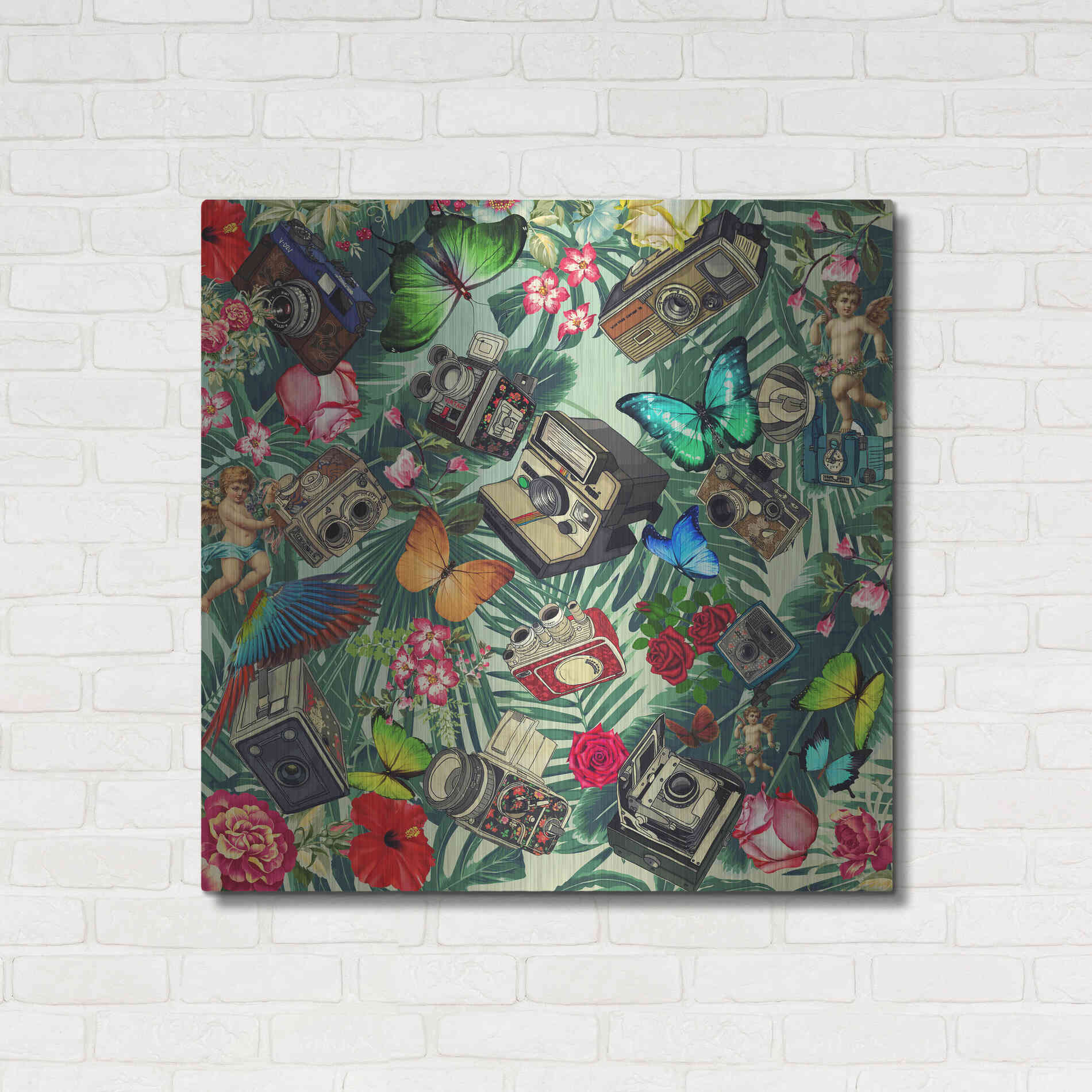 Luxe Metal Art 'Tropic Fun Vintage 2' by Mark Ashkenazi, Metal Wall Art,36x36