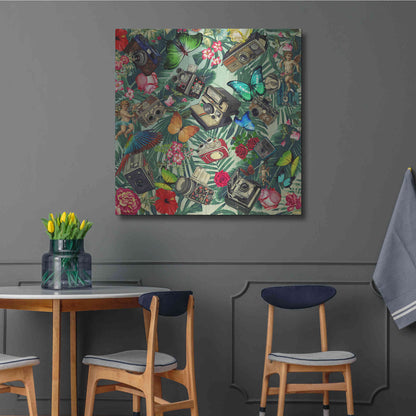 Luxe Metal Art 'Tropic Fun Vintage 2' by Mark Ashkenazi, Metal Wall Art,36x36