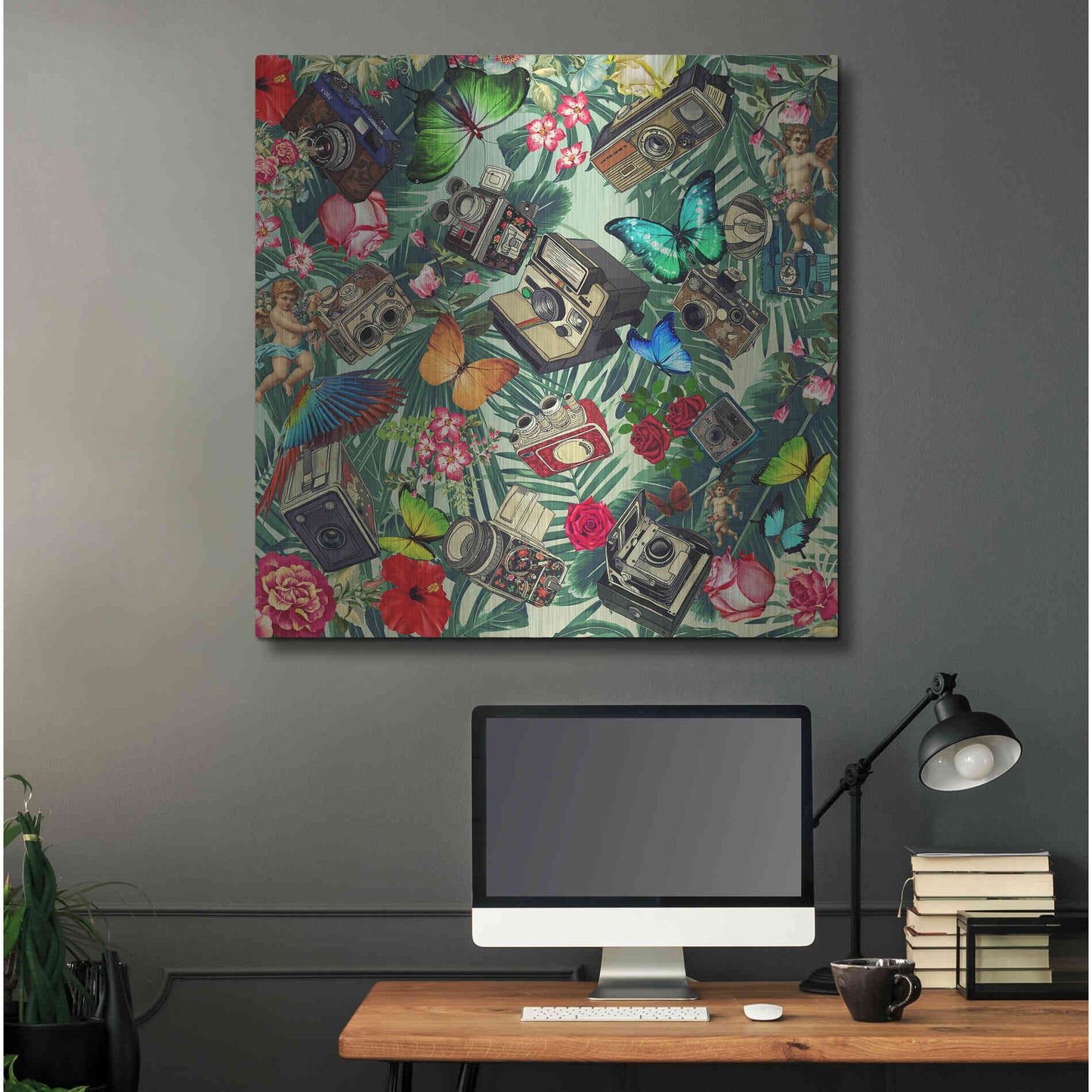 Luxe Metal Art 'Tropic Fun Vintage 2' by Mark Ashkenazi, Metal Wall Art,36x36