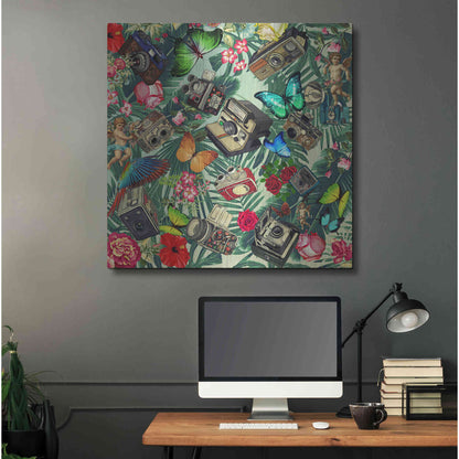 Luxe Metal Art 'Tropic Fun Vintage 2' by Mark Ashkenazi, Metal Wall Art,36x36