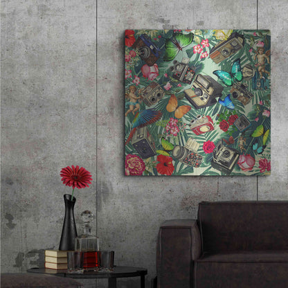 Luxe Metal Art 'Tropic Fun Vintage 2' by Mark Ashkenazi, Metal Wall Art,36x36