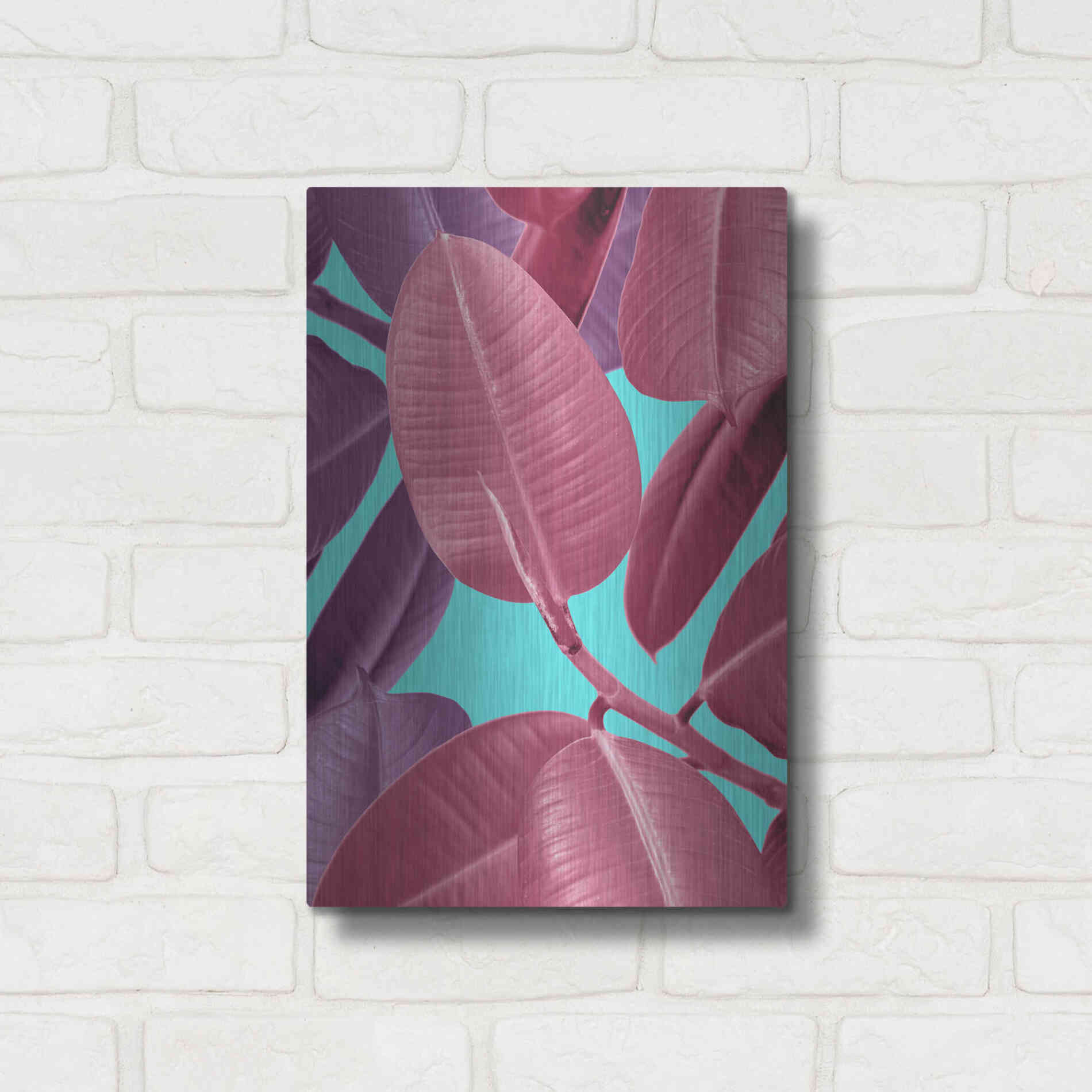 Luxe Metal Art 'Ficus Elastica 4' by Mark Ashkenazi, Metal Wall Art,12x16