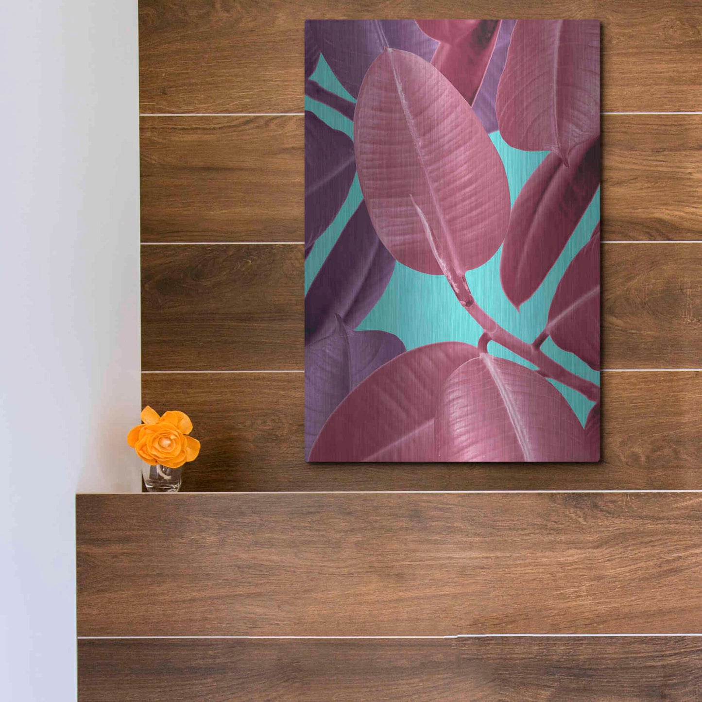 Luxe Metal Art 'Ficus Elastica 4' by Mark Ashkenazi, Metal Wall Art,12x16