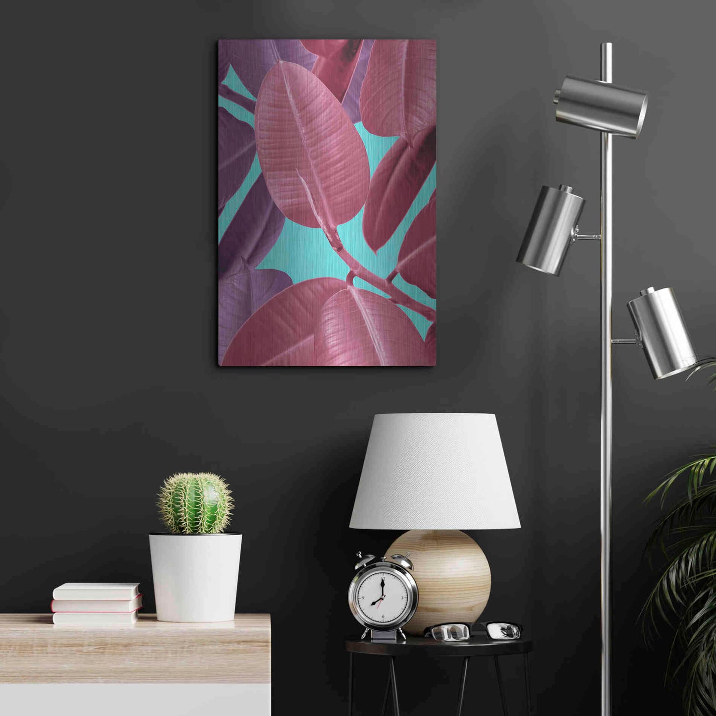 Luxe Metal Art 'Ficus Elastica 4' by Mark Ashkenazi, Metal Wall Art,16x24