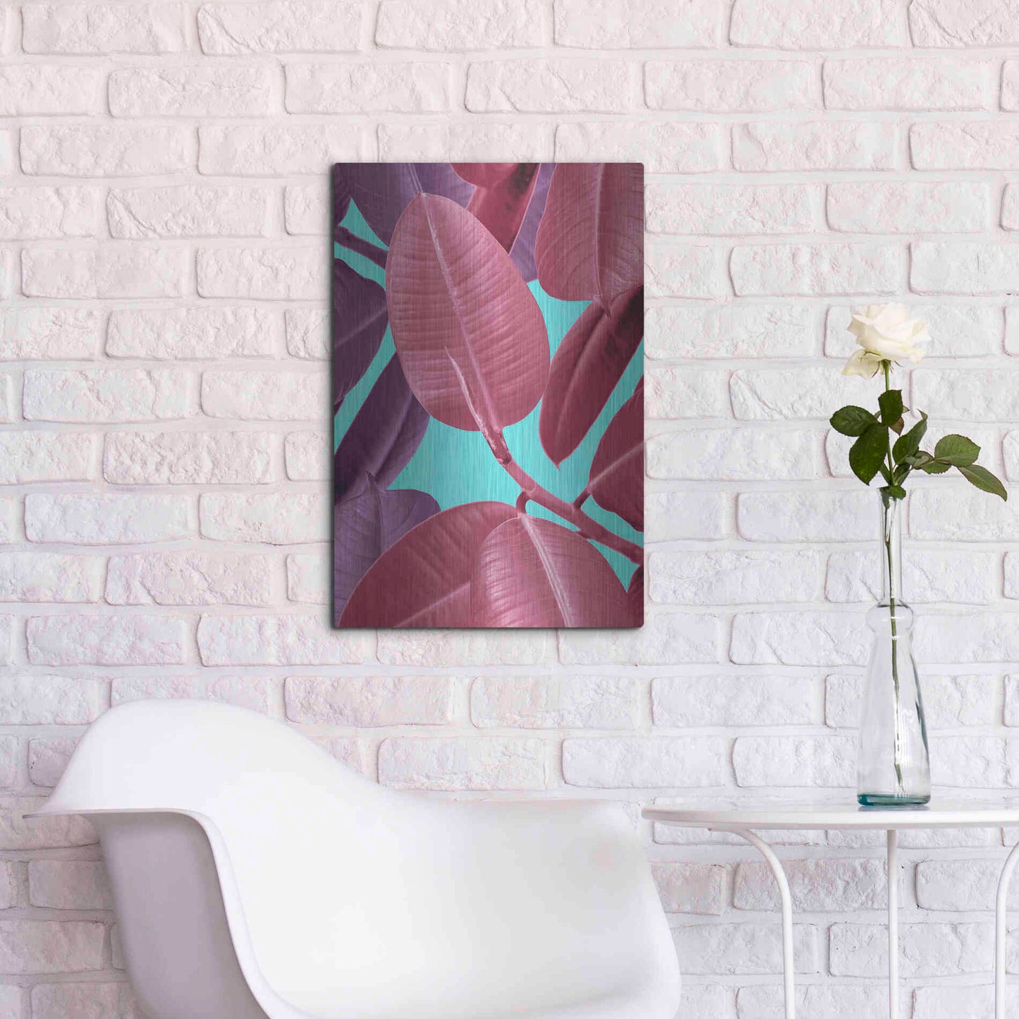 Luxe Metal Art 'Ficus Elastica 4' by Mark Ashkenazi, Metal Wall Art,16x24