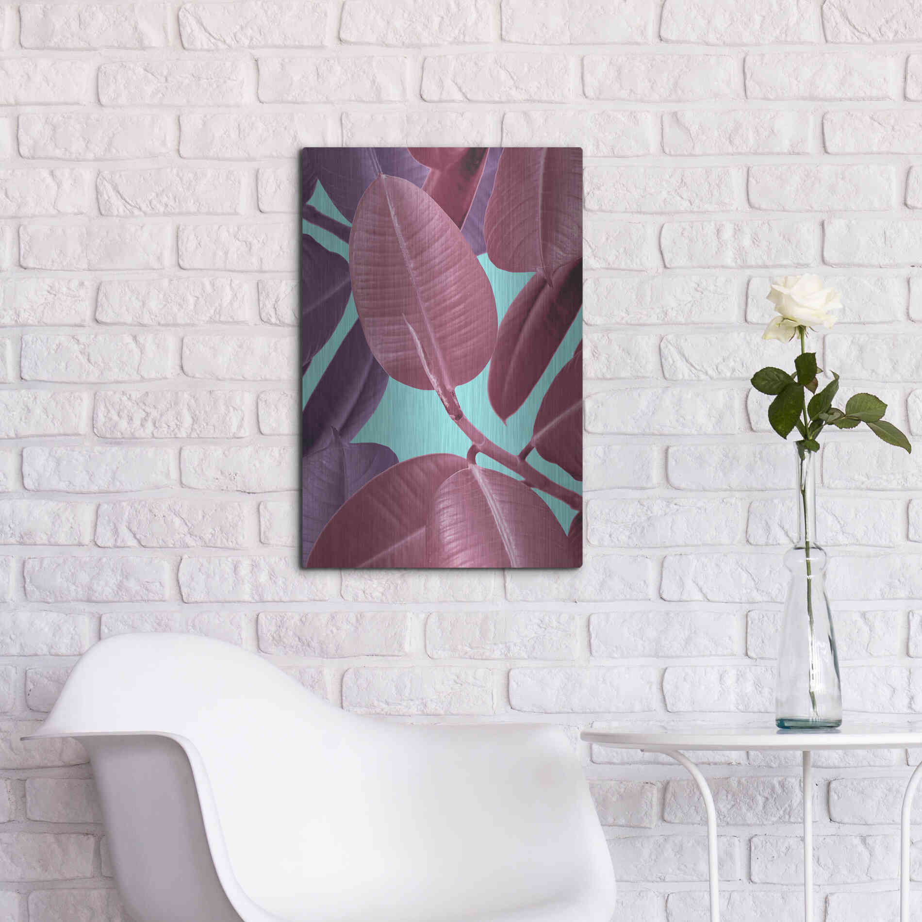 Luxe Metal Art 'Ficus Elastica 4' by Mark Ashkenazi, Metal Wall Art,16x24