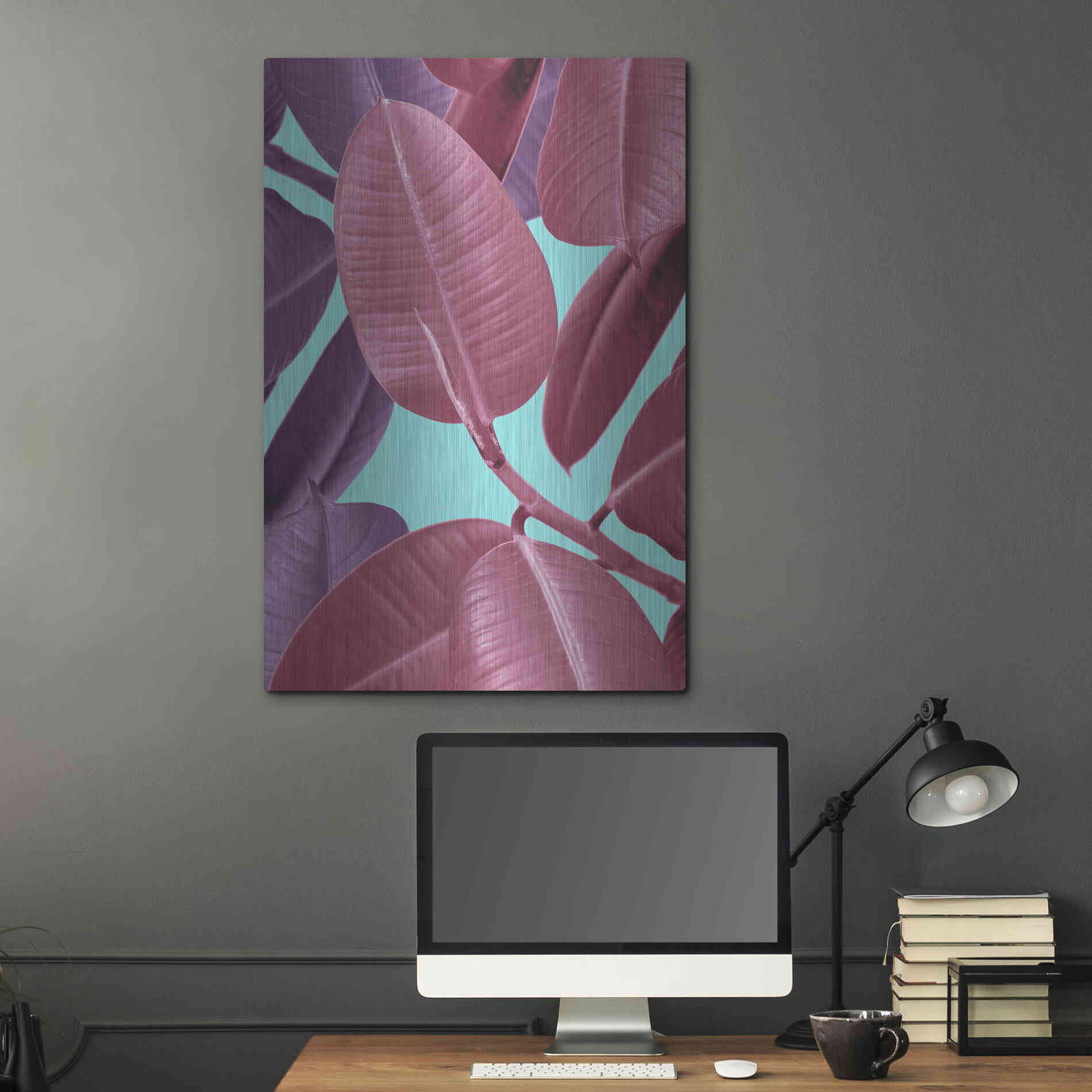 Luxe Metal Art 'Ficus Elastica 4' by Mark Ashkenazi, Metal Wall Art,24x36