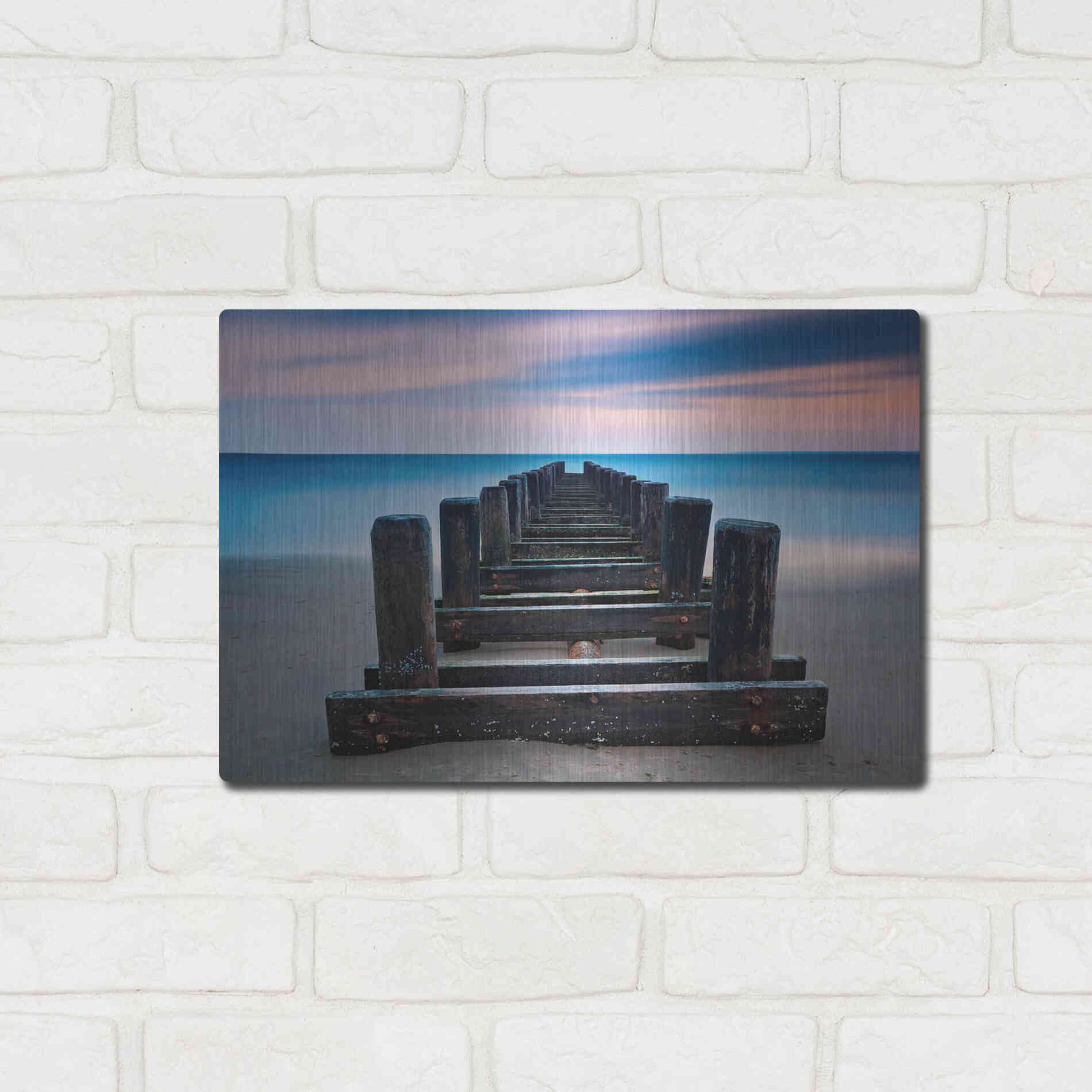 Luxe Metal Art 'Coney Island Pier' by Katherine Gendreau, Metal Wall Art,16x12