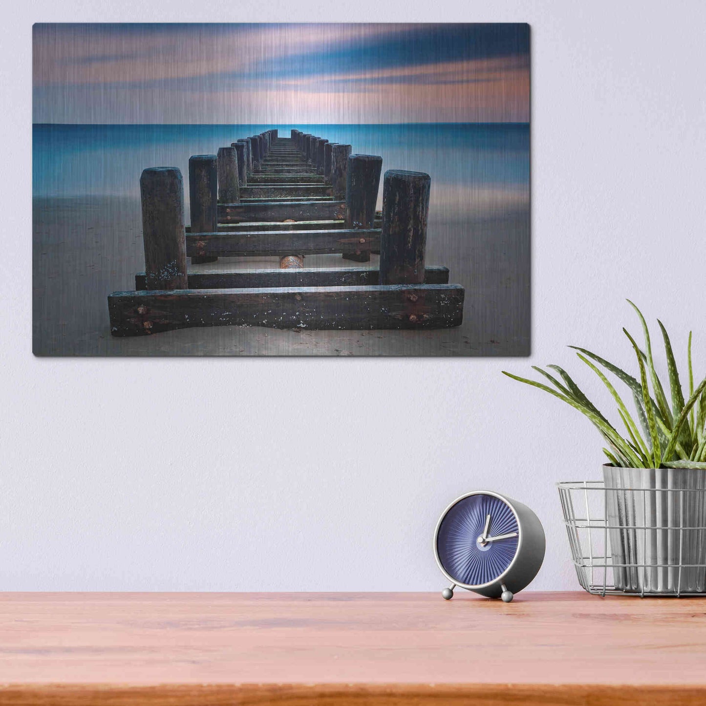 Luxe Metal Art 'Coney Island Pier' by Katherine Gendreau, Metal Wall Art,16x12