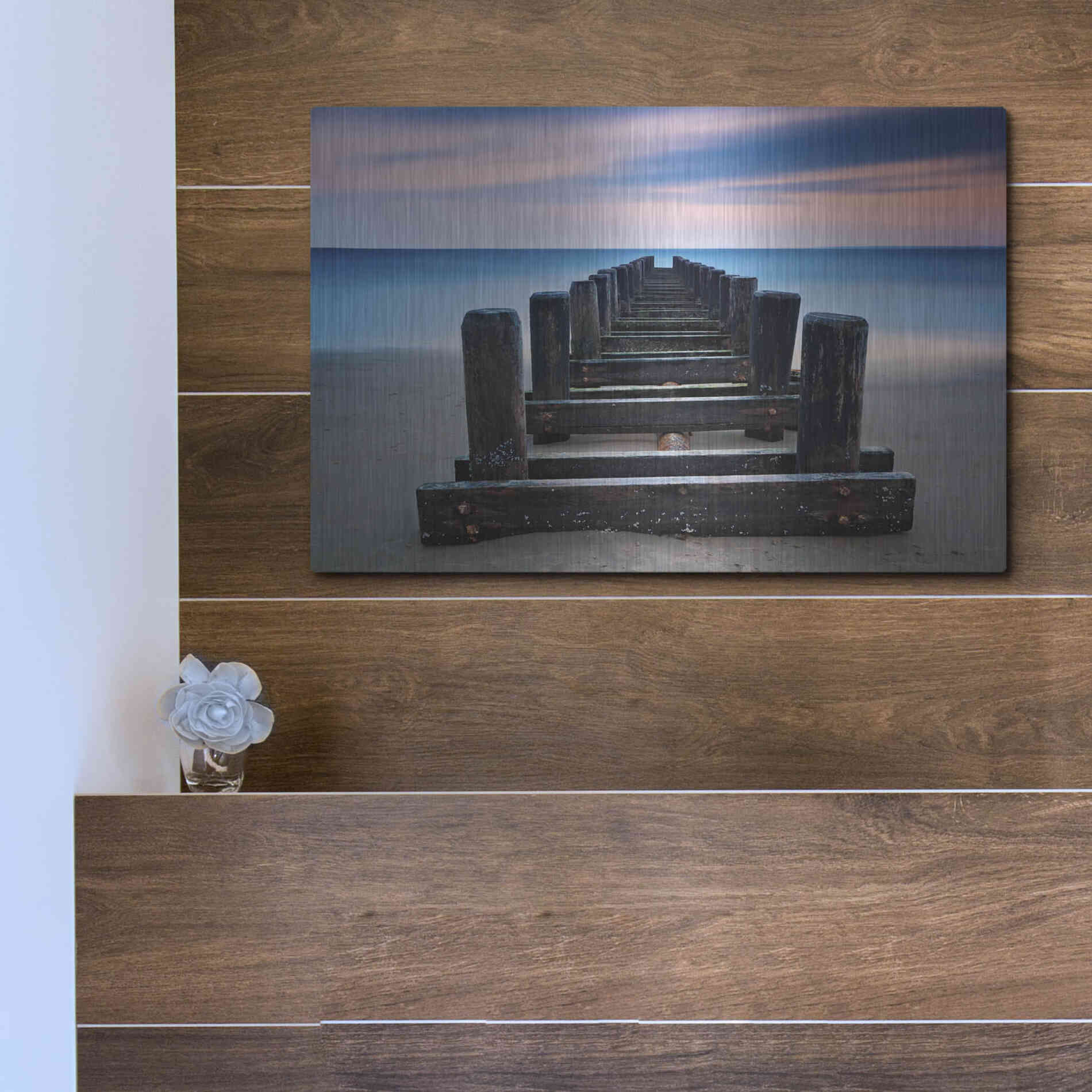 Luxe Metal Art 'Coney Island Pier' by Katherine Gendreau, Metal Wall Art,16x12