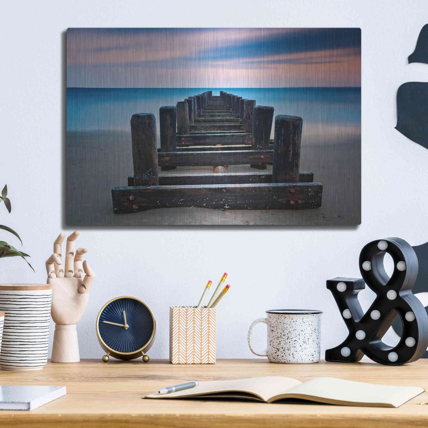 Luxe Metal Art 'Coney Island Pier' by Katherine Gendreau, Metal Wall Art,16x12