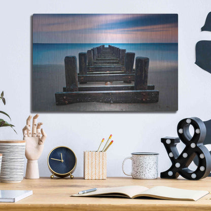 Luxe Metal Art 'Coney Island Pier' by Katherine Gendreau, Metal Wall Art,16x12