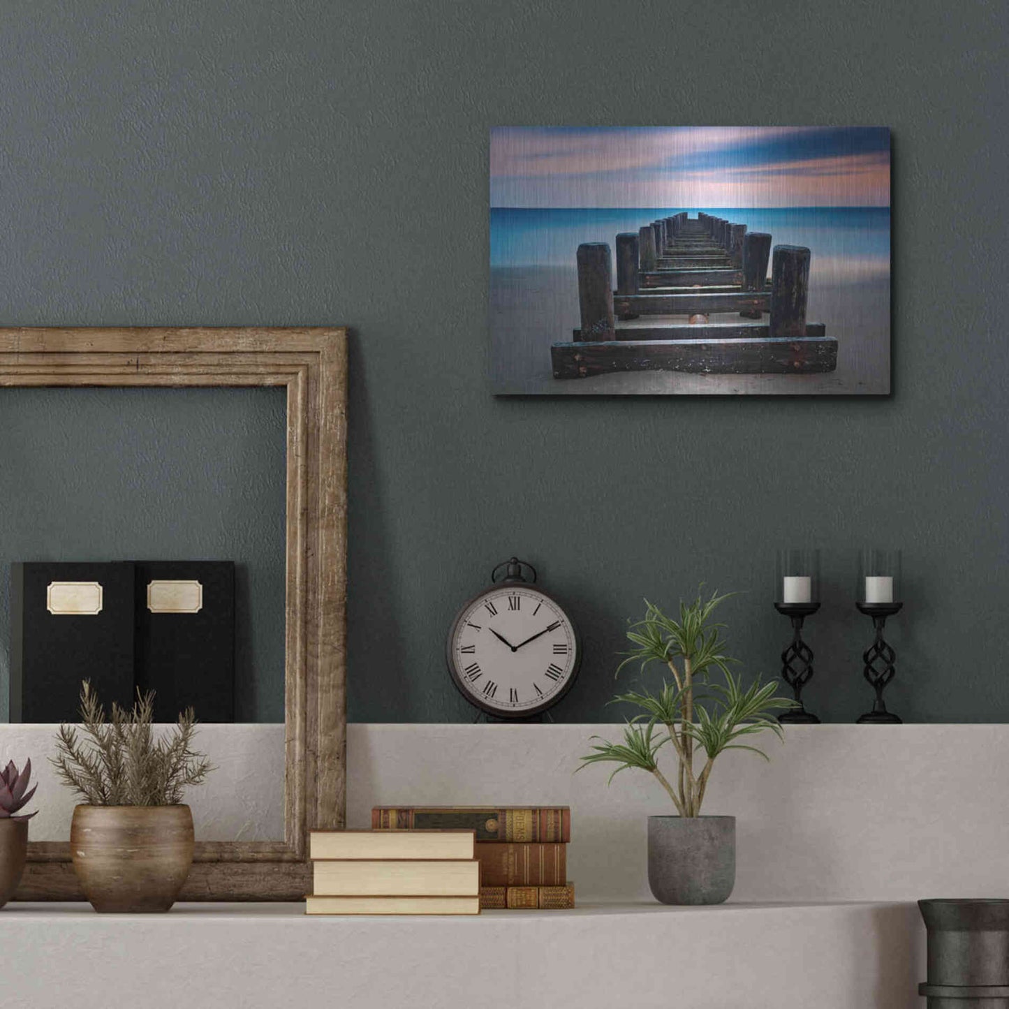 Luxe Metal Art 'Coney Island Pier' by Katherine Gendreau, Metal Wall Art,16x12