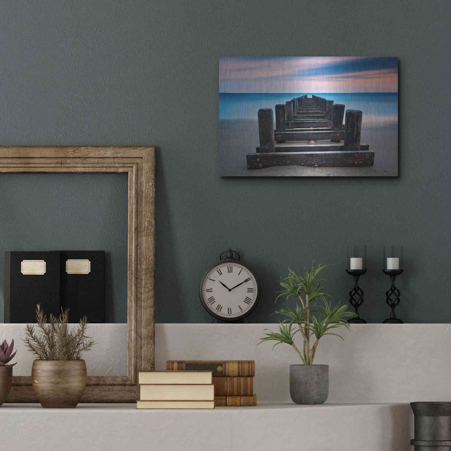 Luxe Metal Art 'Coney Island Pier' by Katherine Gendreau, Metal Wall Art,16x12