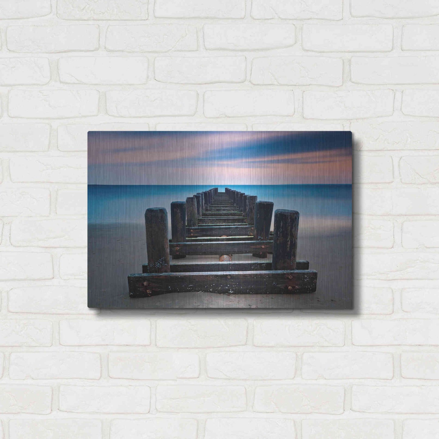 Luxe Metal Art 'Coney Island Pier' by Katherine Gendreau, Metal Wall Art,24x16