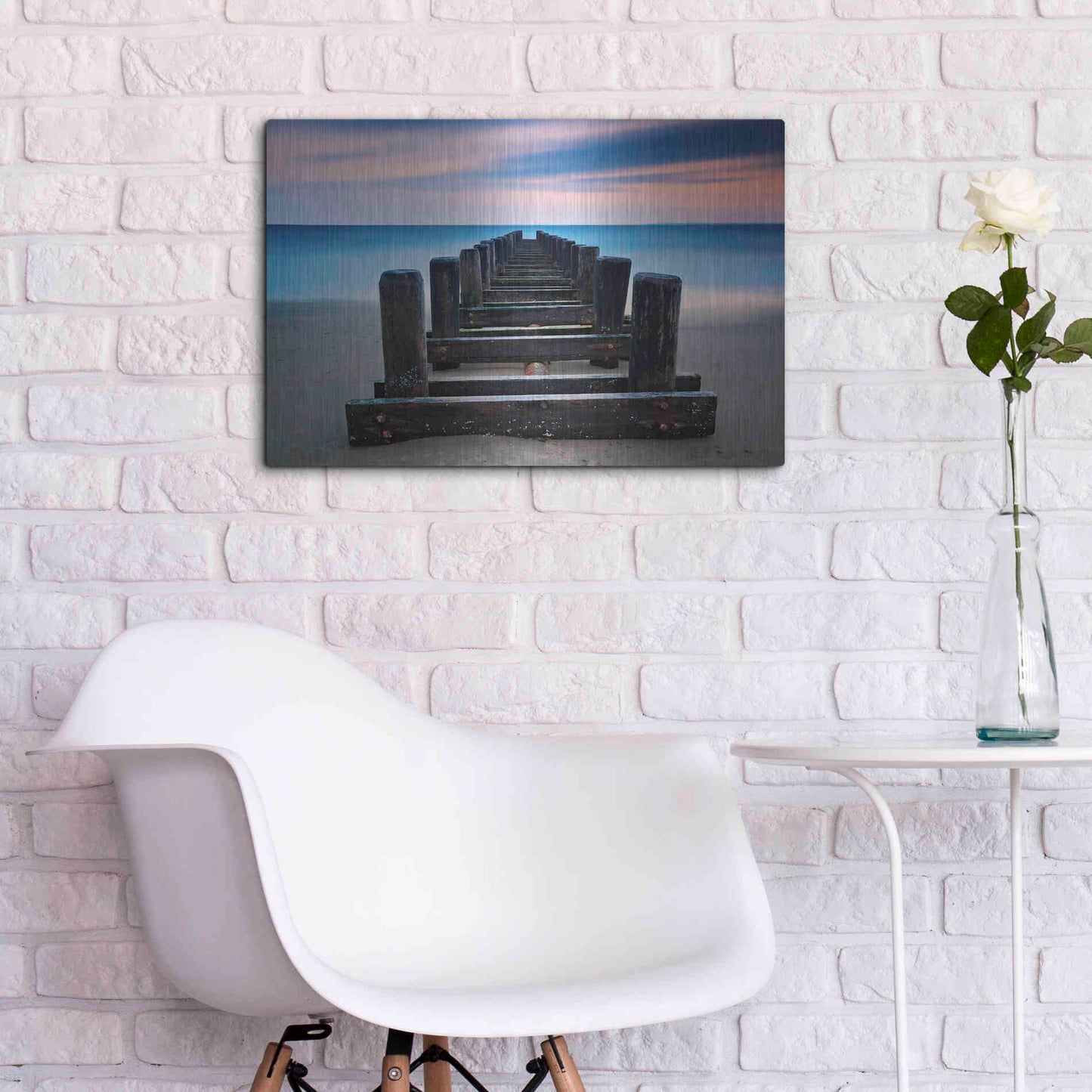 Luxe Metal Art 'Coney Island Pier' by Katherine Gendreau, Metal Wall Art,24x16