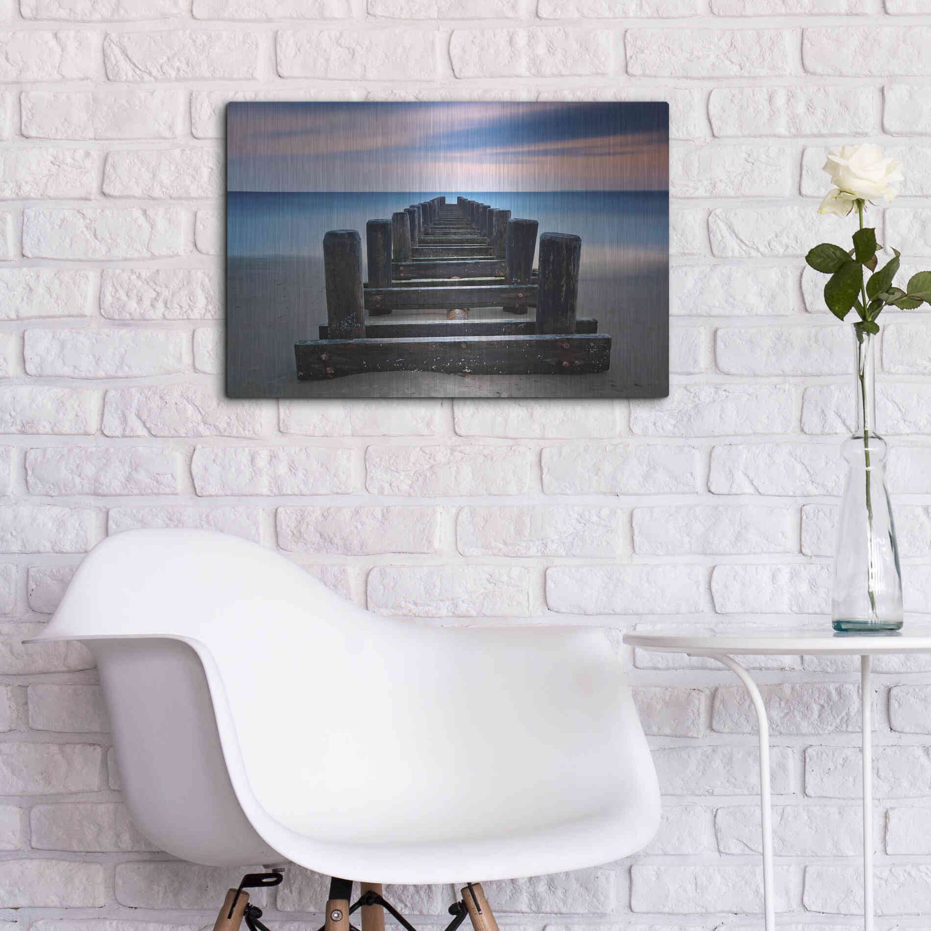 Luxe Metal Art 'Coney Island Pier' by Katherine Gendreau, Metal Wall Art,24x16