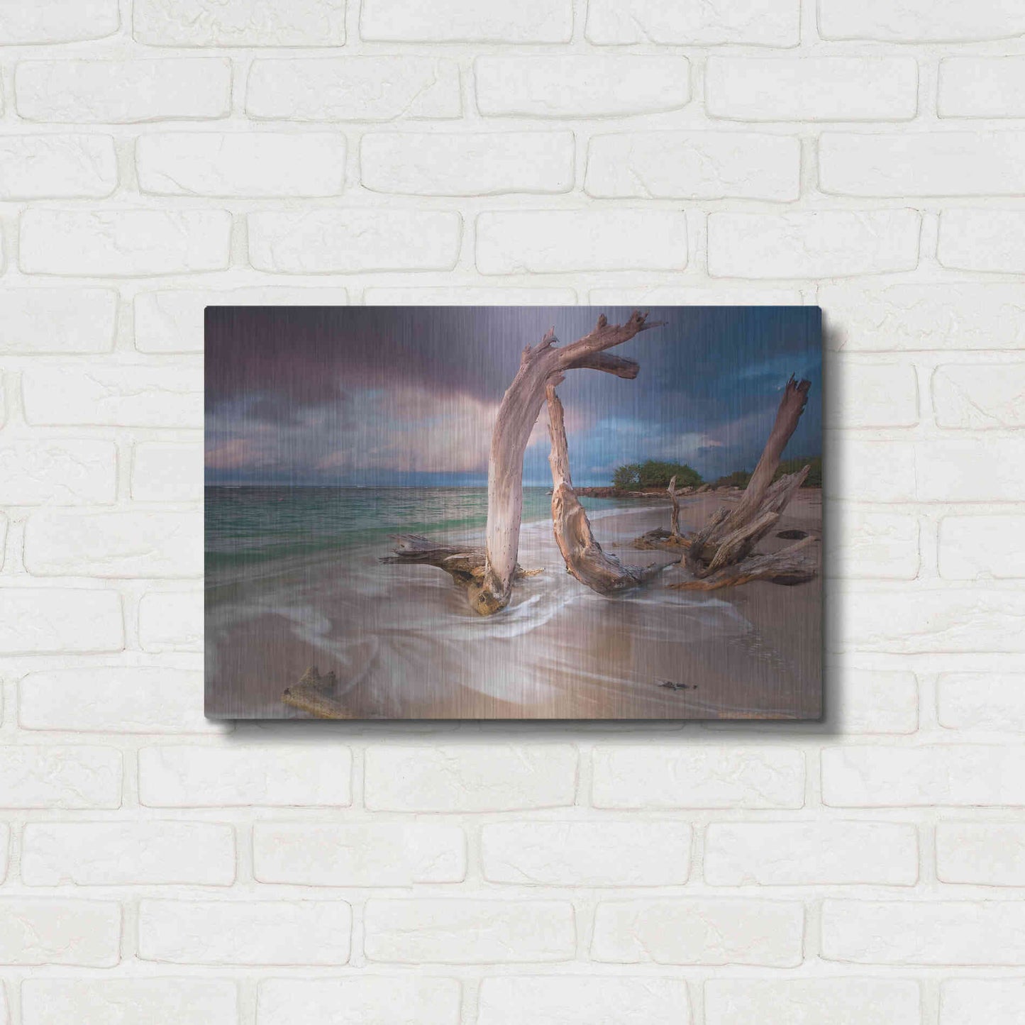 Luxe Metal Art 'Driftwood Sunset' by Katherine Gendreau, Metal Wall Art,24x16