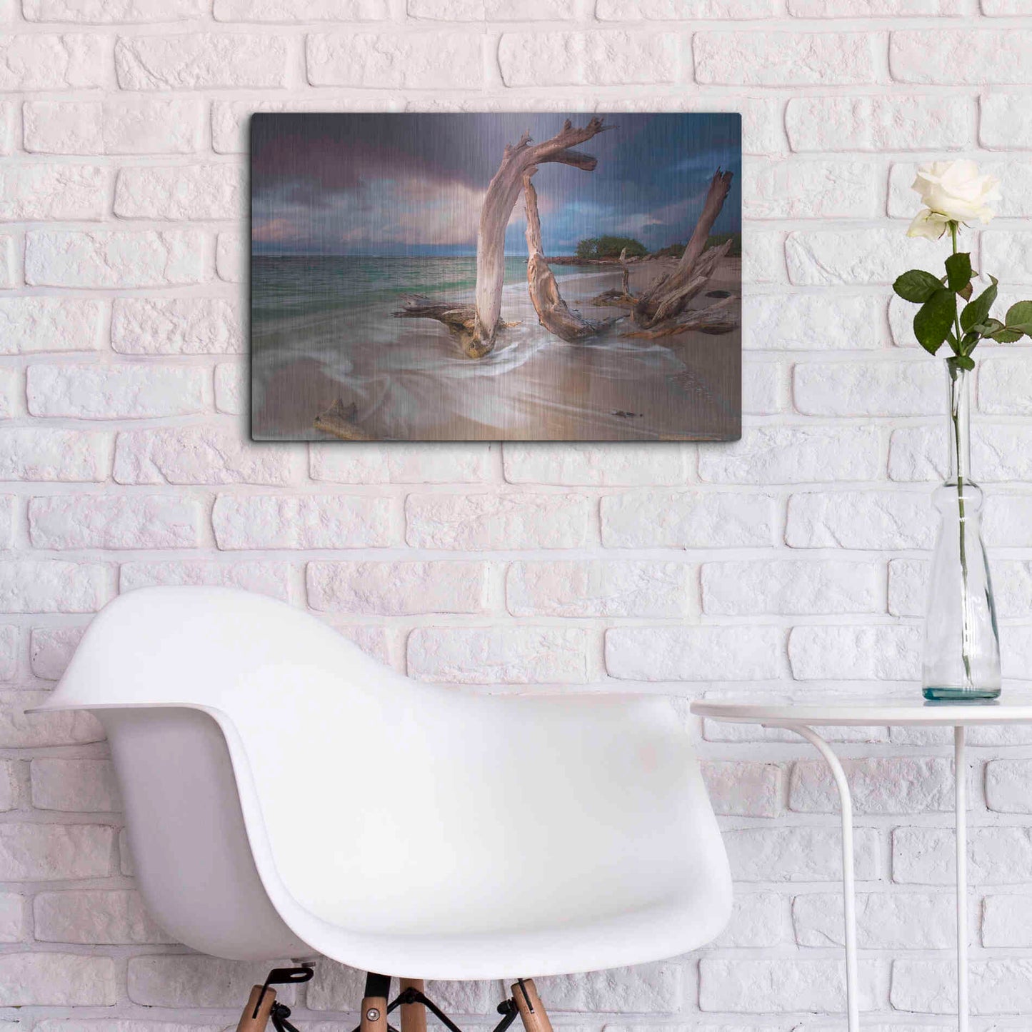 Luxe Metal Art 'Driftwood Sunset' by Katherine Gendreau, Metal Wall Art,24x16