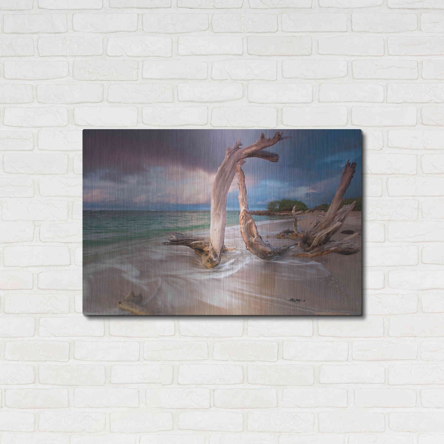 Luxe Metal Art 'Driftwood Sunset' by Katherine Gendreau, Metal Wall Art,36x24