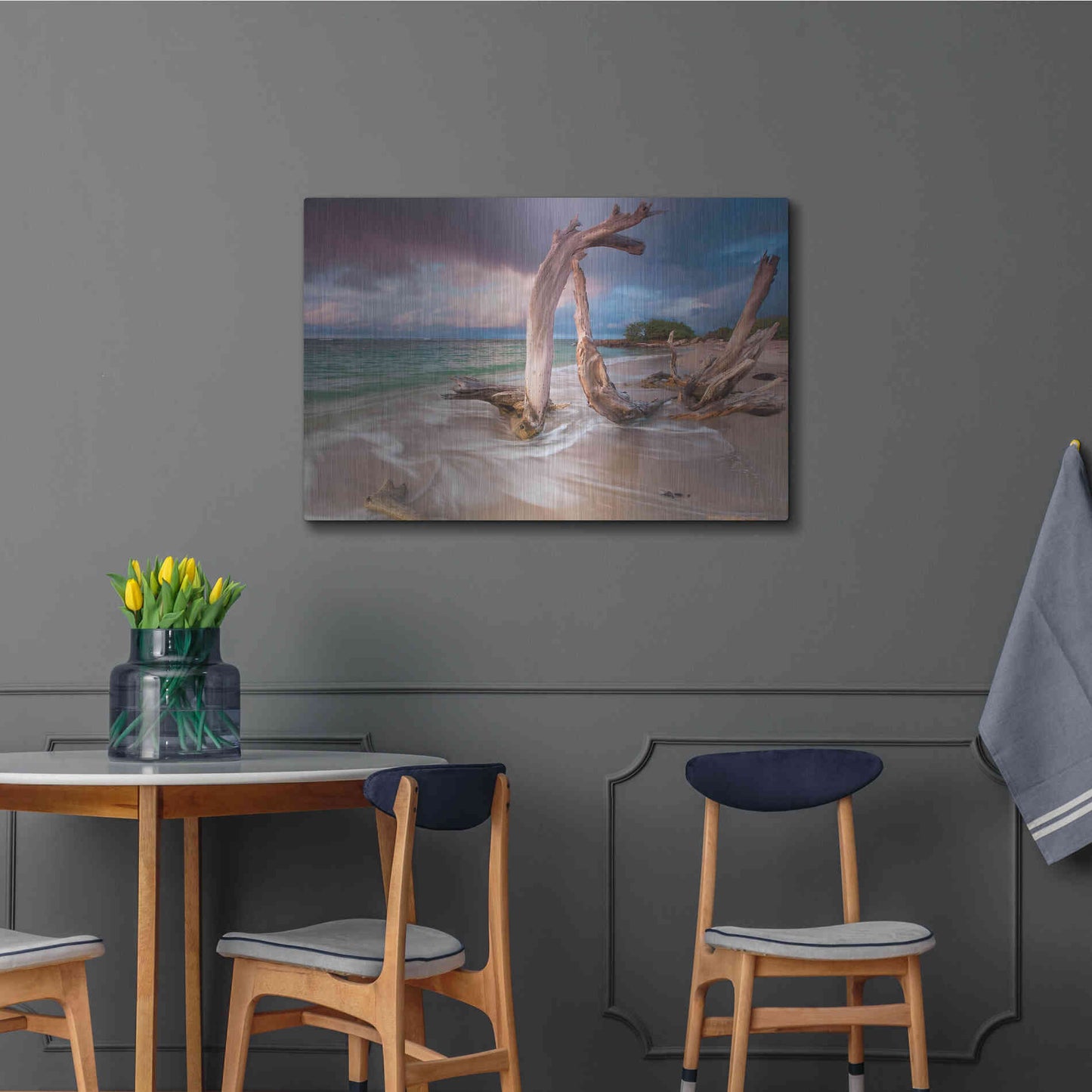 Luxe Metal Art 'Driftwood Sunset' by Katherine Gendreau, Metal Wall Art,36x24