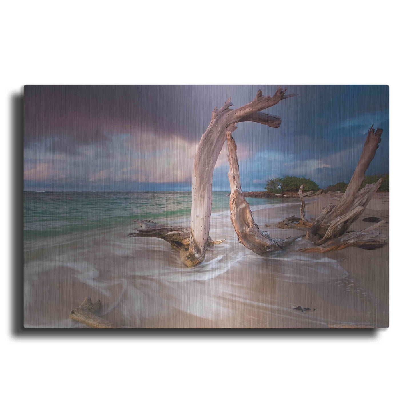 Luxe Metal Art 'Driftwood Sunset' by Katherine Gendreau, Metal Wall Art