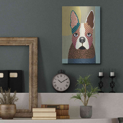 Luxe Metal Art 'Boston Terrier' by Lanre Adefioyue, Metal Wall Art,12x16