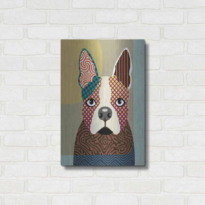 Luxe Metal Art 'Boston Terrier' by Lanre Adefioyue, Metal Wall Art,16x24