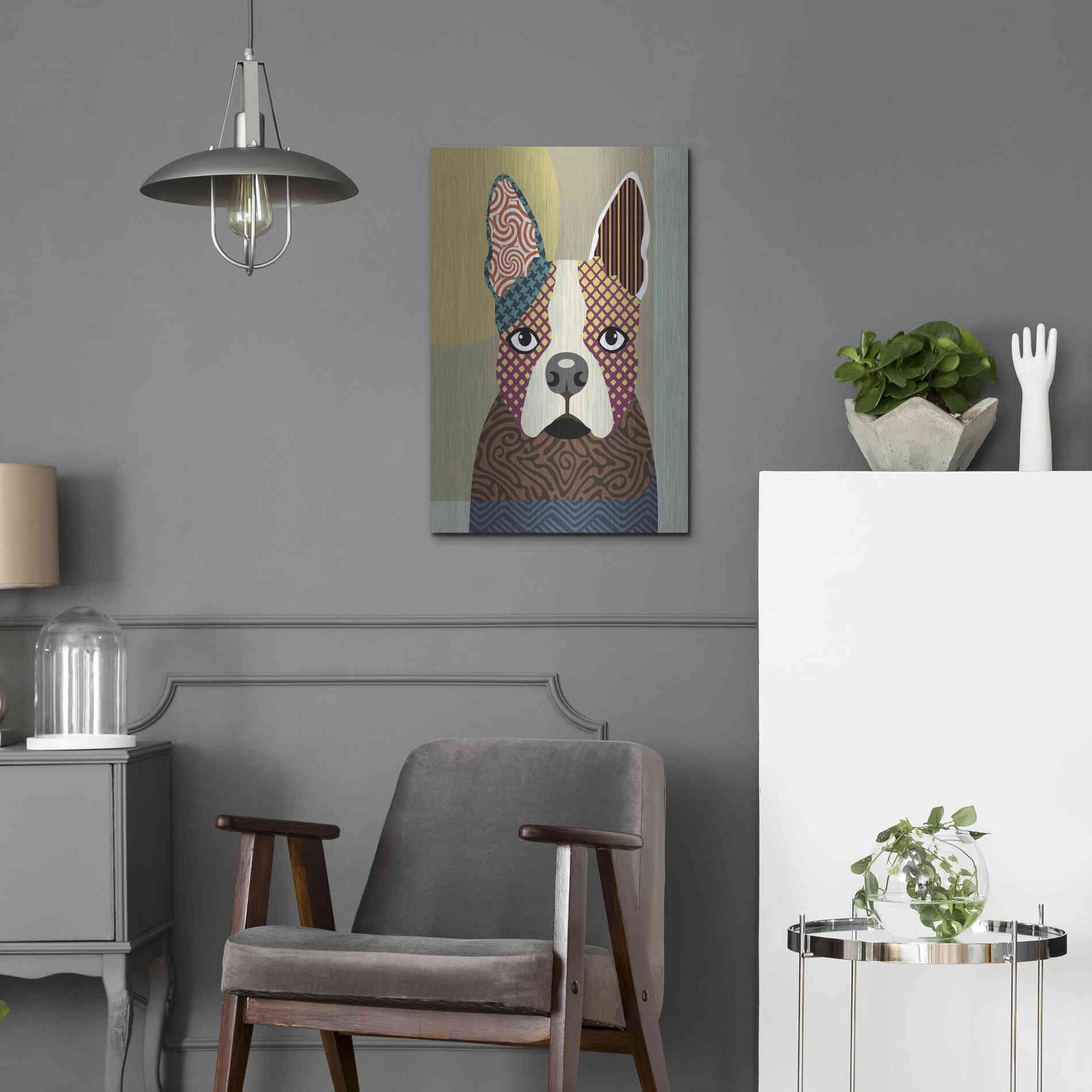 Luxe Metal Art 'Boston Terrier' by Lanre Adefioyue, Metal Wall Art,16x24