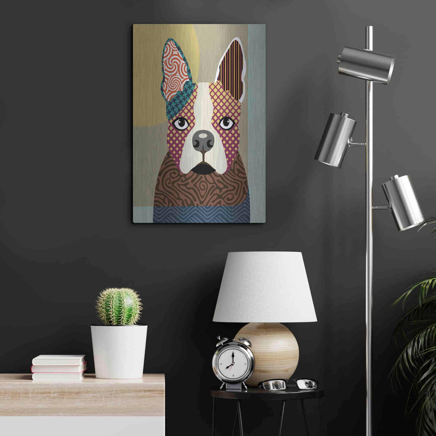 Luxe Metal Art 'Boston Terrier' by Lanre Adefioyue, Metal Wall Art,16x24