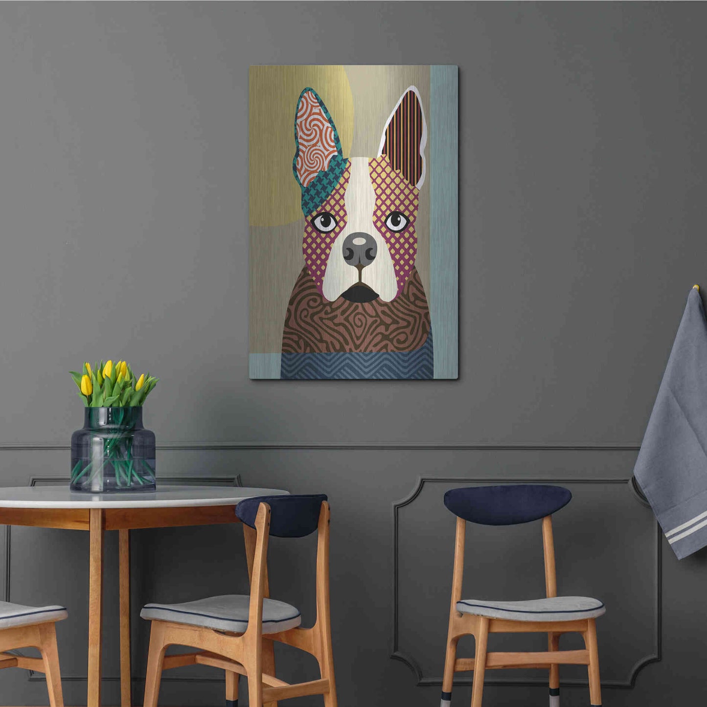 Luxe Metal Art 'Boston Terrier' by Lanre Adefioyue, Metal Wall Art,24x36