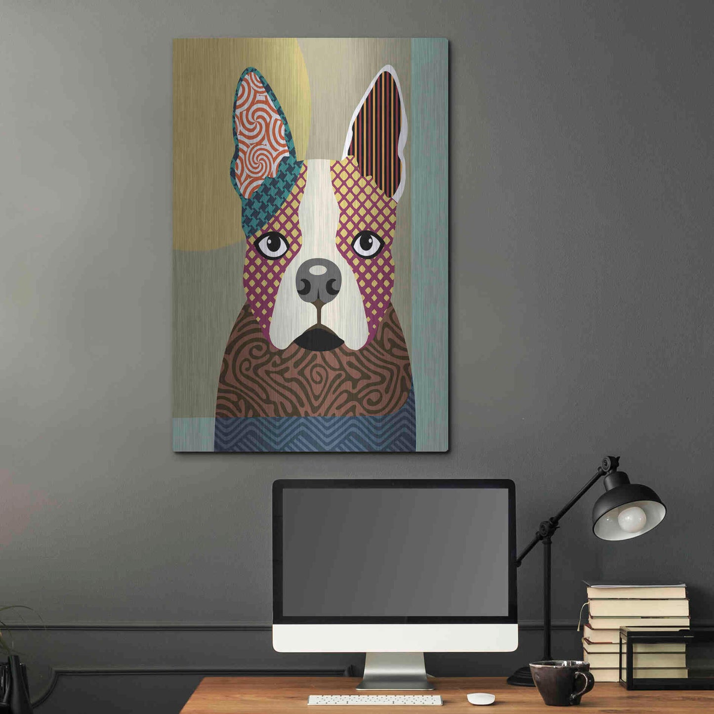 Luxe Metal Art 'Boston Terrier' by Lanre Adefioyue, Metal Wall Art,24x36