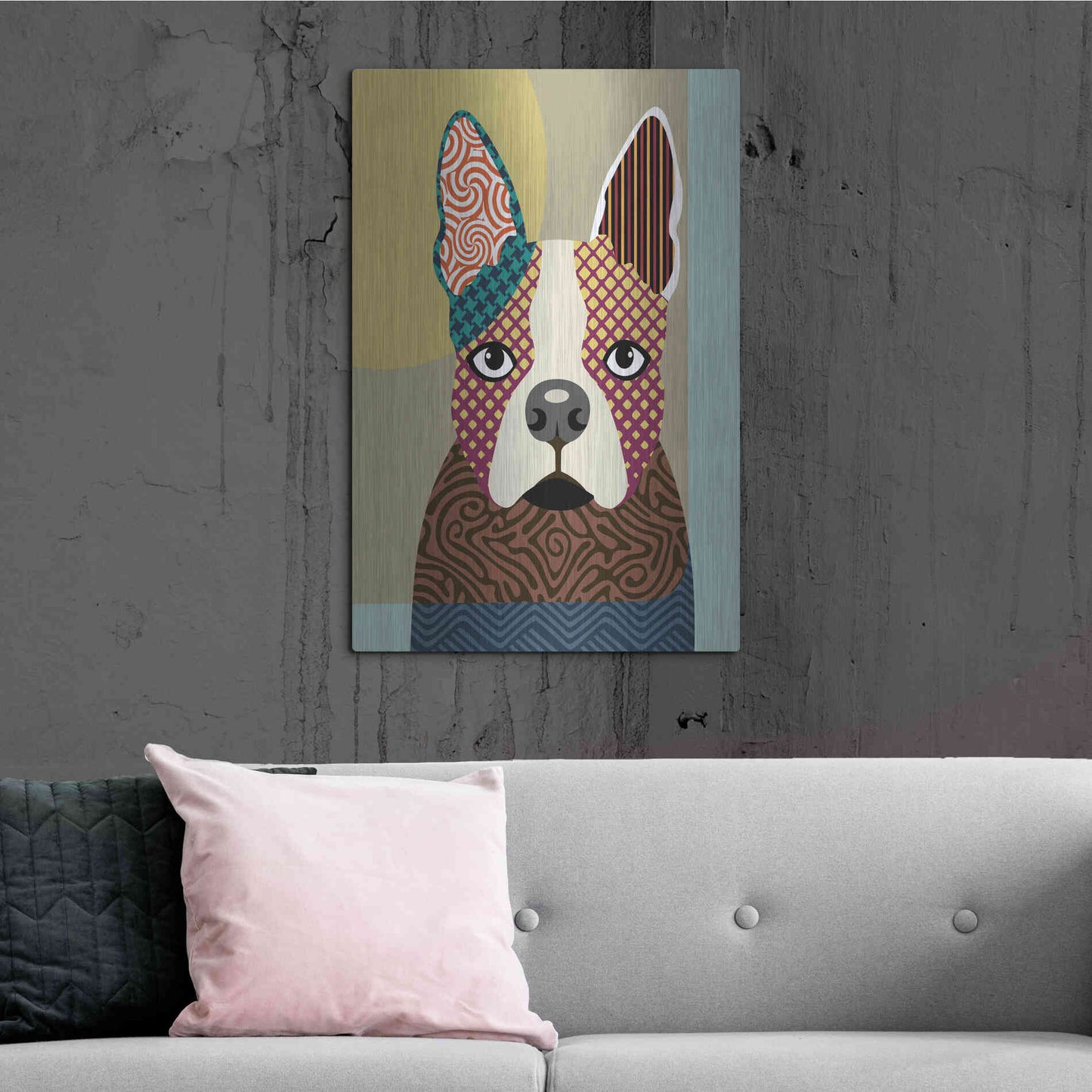 Luxe Metal Art 'Boston Terrier' by Lanre Adefioyue, Metal Wall Art,24x36