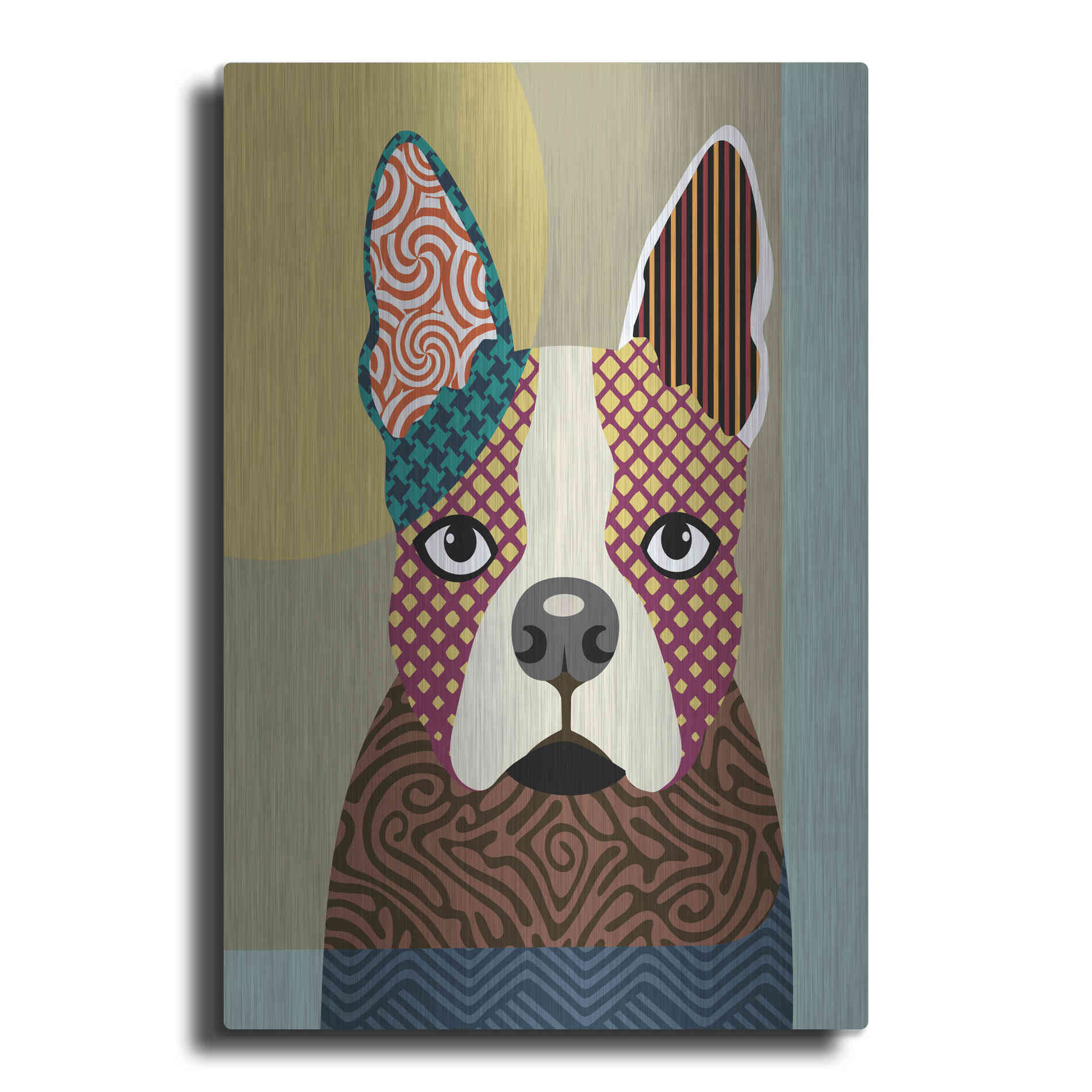 Luxe Metal Art 'Boston Terrier' by Lanre Adefioyue, Metal Wall Art