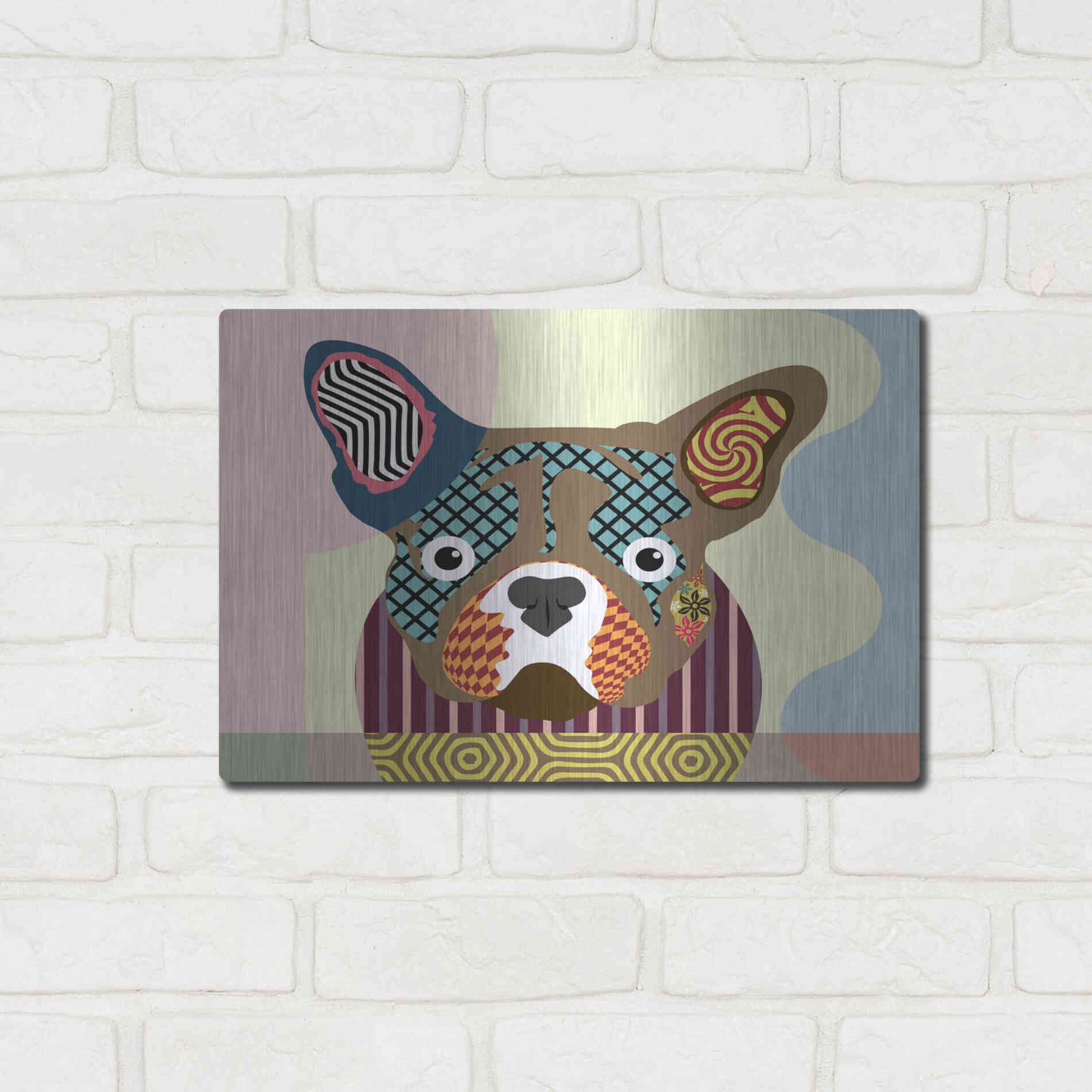 Luxe Metal Art 'French Bulldog' by Lanre Adefioyue, Metal Wall Art,16x12