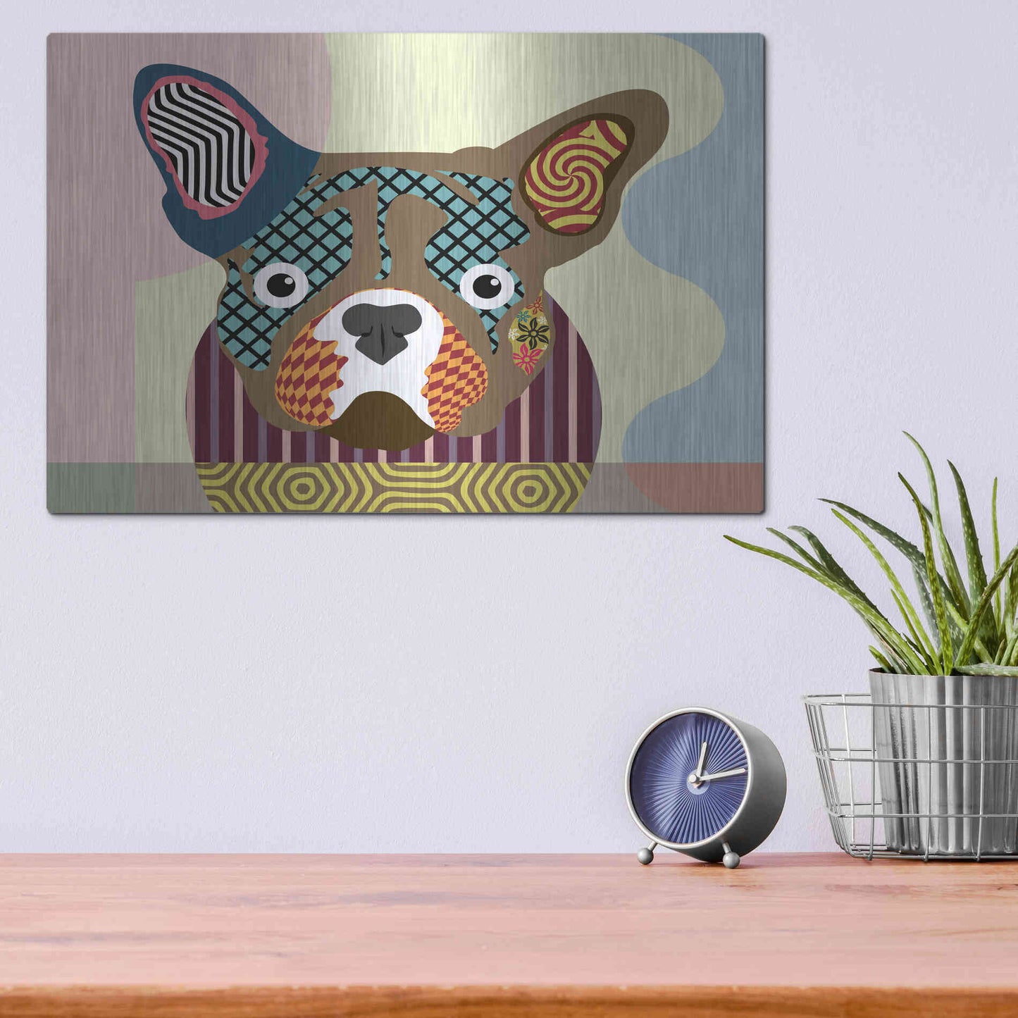 Luxe Metal Art 'French Bulldog' by Lanre Adefioyue, Metal Wall Art,16x12
