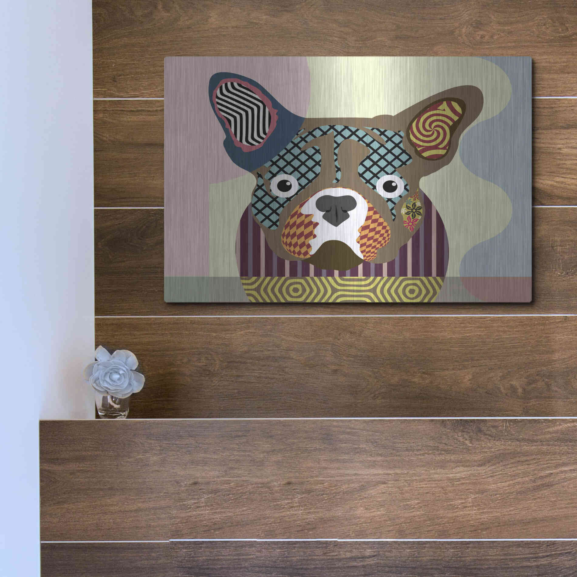 Luxe Metal Art 'French Bulldog' by Lanre Adefioyue, Metal Wall Art,16x12