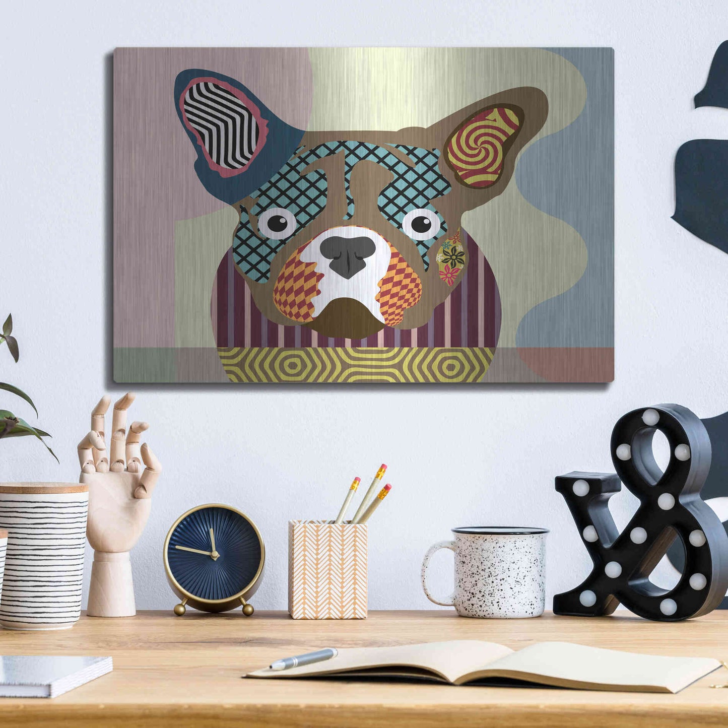 Luxe Metal Art 'French Bulldog' by Lanre Adefioyue, Metal Wall Art,16x12