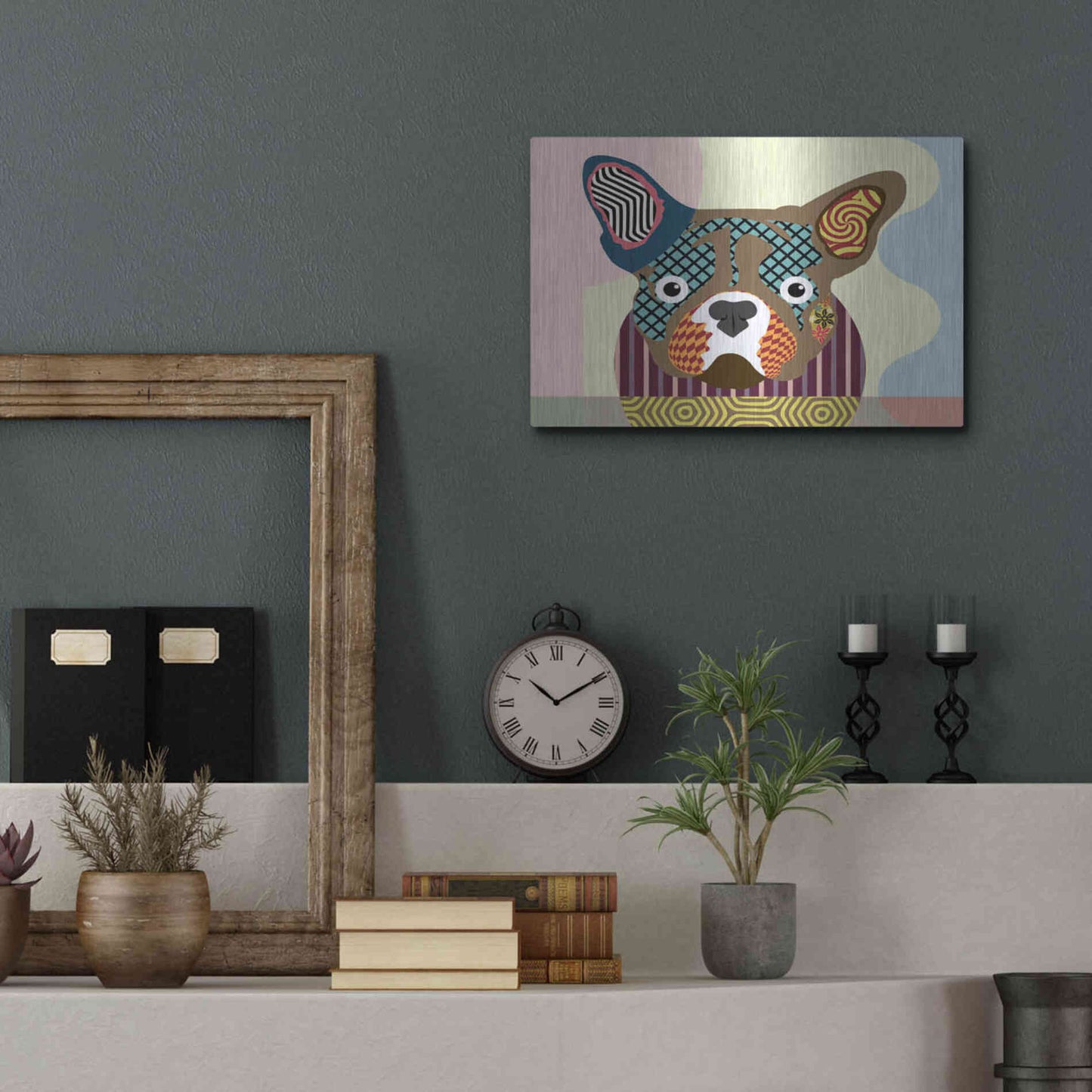 Luxe Metal Art 'French Bulldog' by Lanre Adefioyue, Metal Wall Art,16x12
