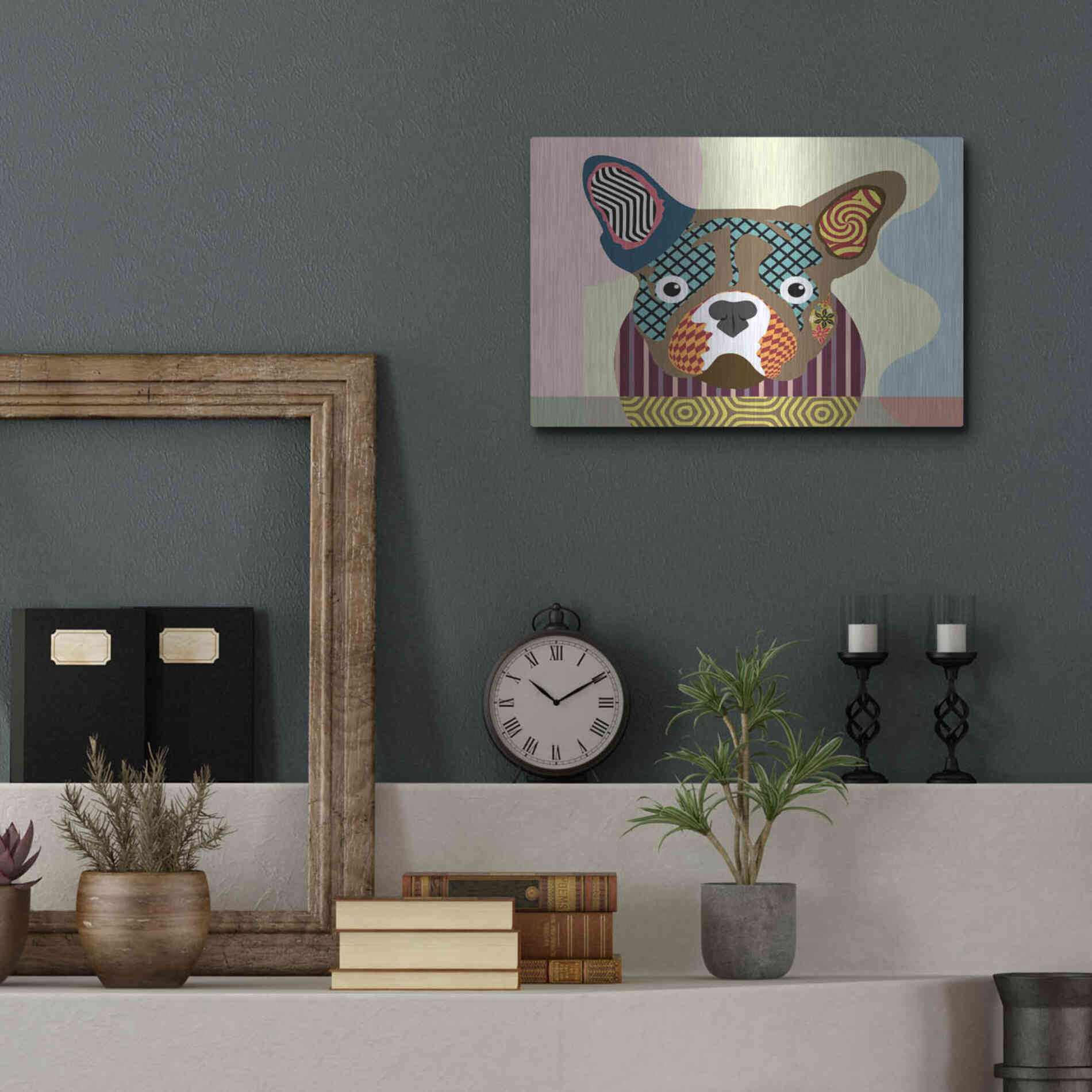 Luxe Metal Art 'French Bulldog' by Lanre Adefioyue, Metal Wall Art,16x12